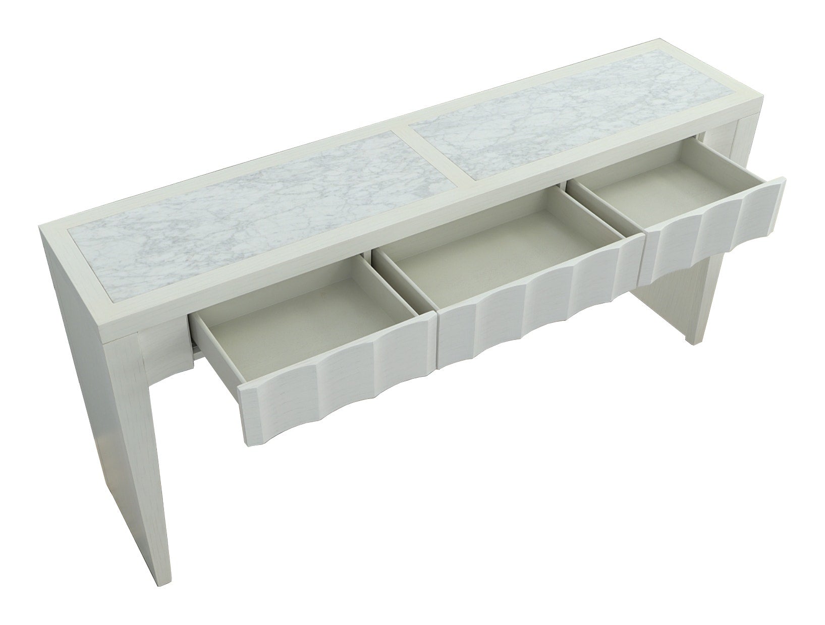 East Camden Three Drawer Console - Pearl - Poplar Solids & Veneers, Stone