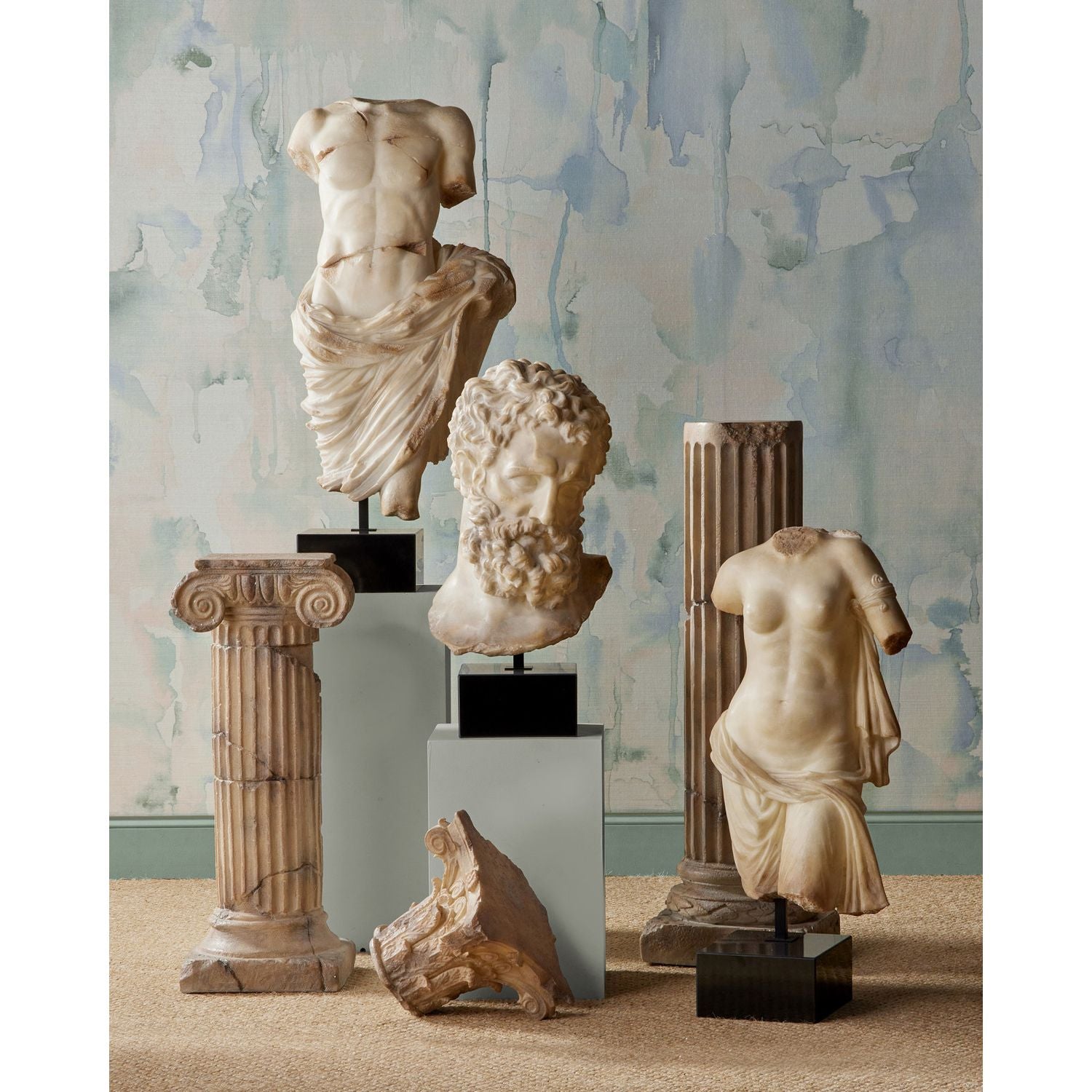Alternate view of Cyprus Torso on Metal Stand in ivory and off-white.