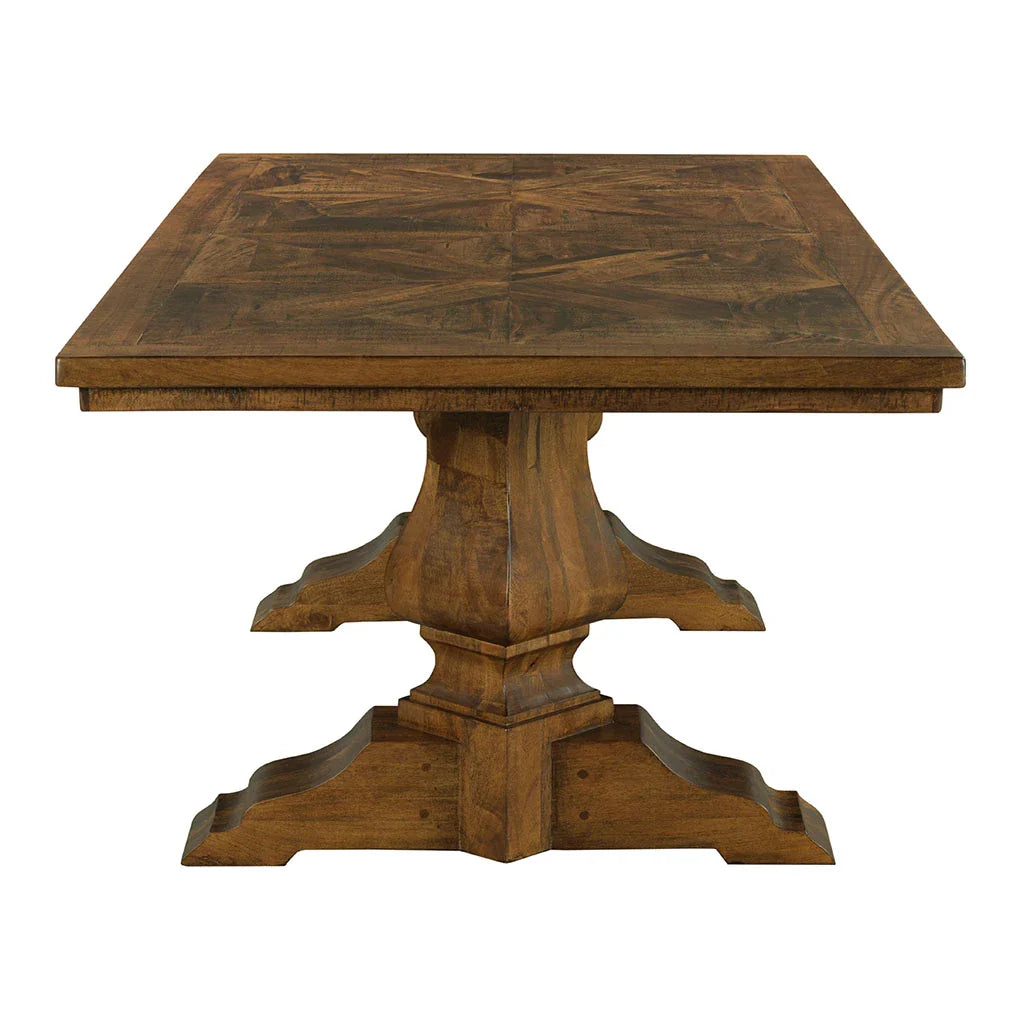 St. Florian Double Pedestal Dining Table - Charred Ecru - Mango Solids