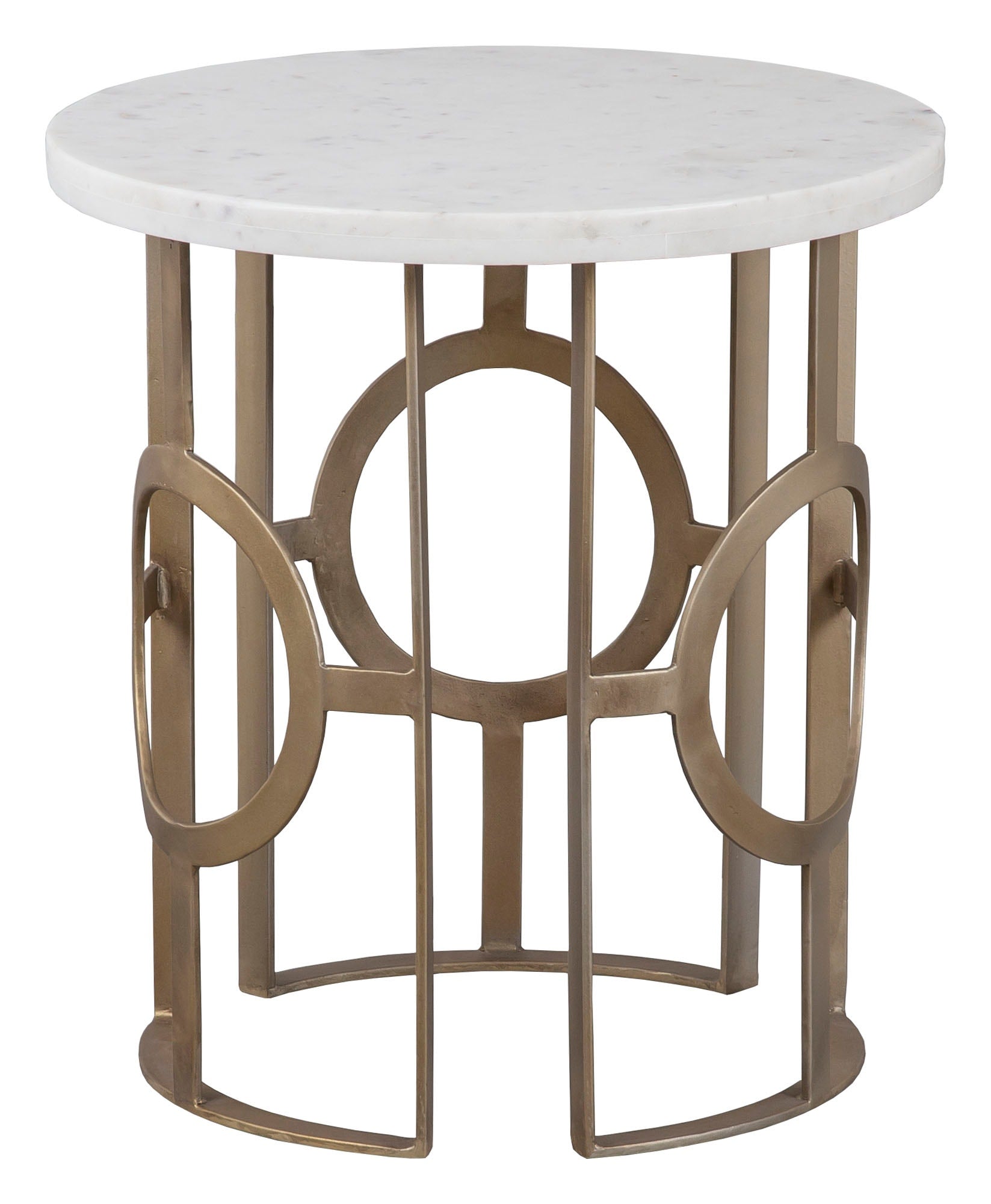 La Bella Chairside Table - Metal Base / White Marble Top