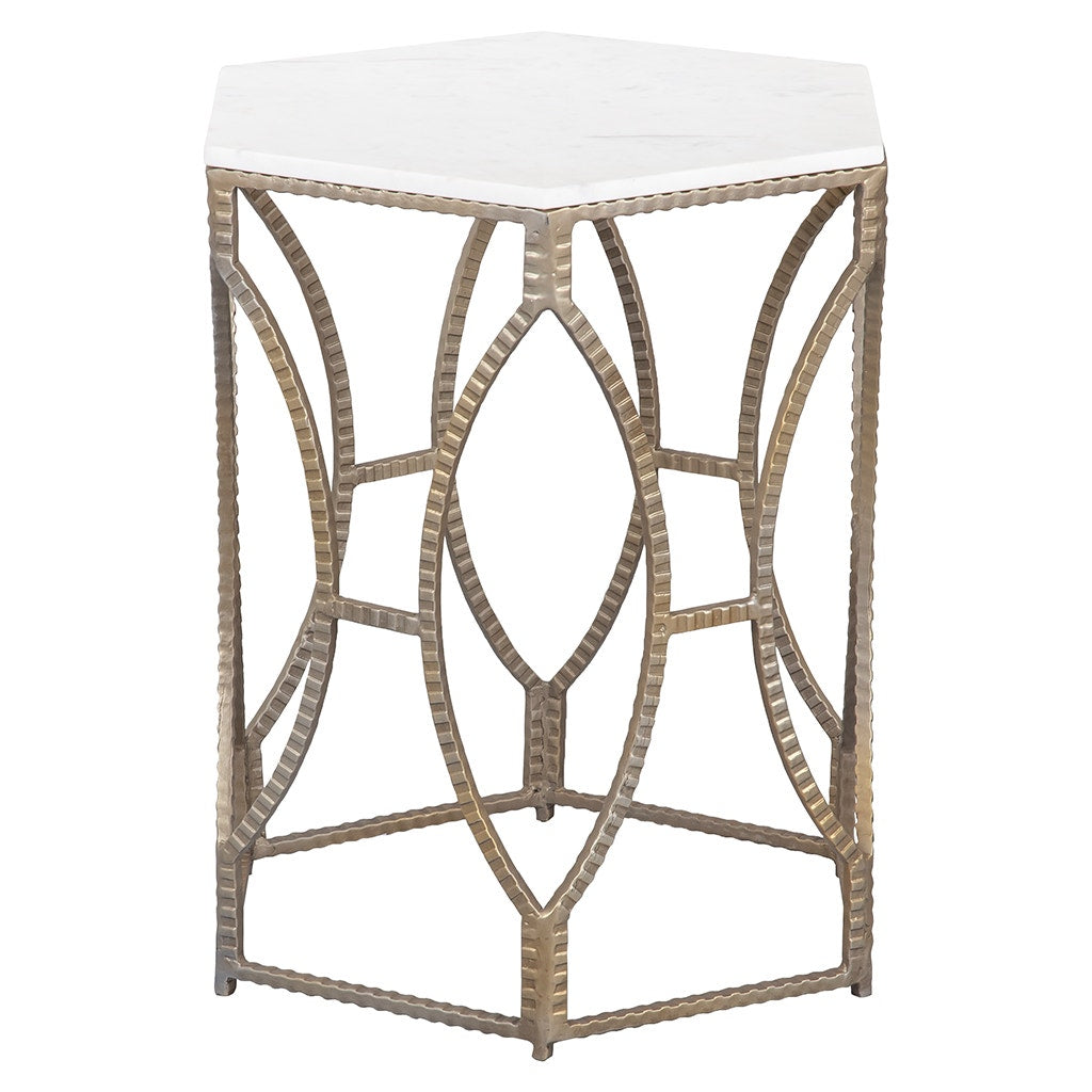 La Bella End Table - Metal Base / White Marble Top