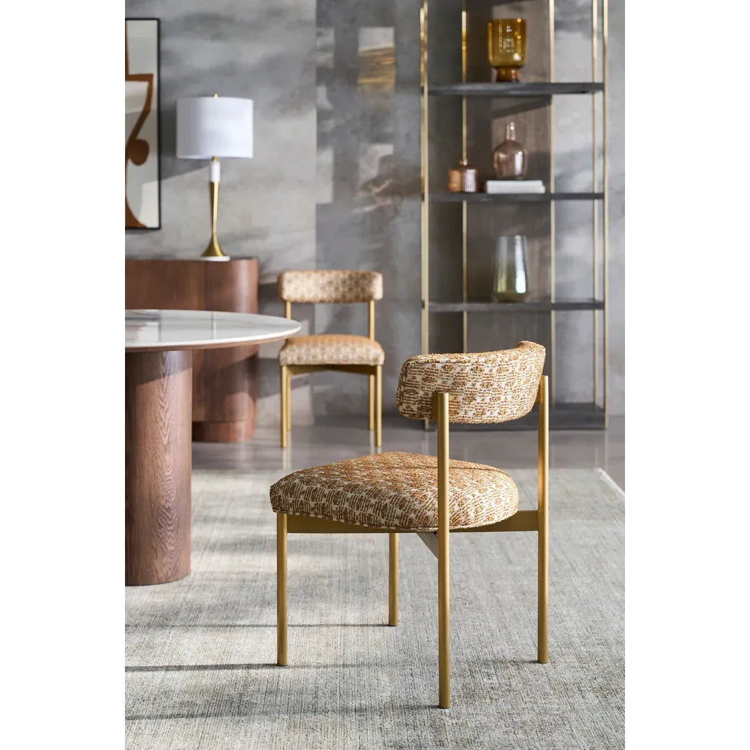 Additional view of Parker Dining Table in white and medium brown, featuring a expansive oval dining surface.