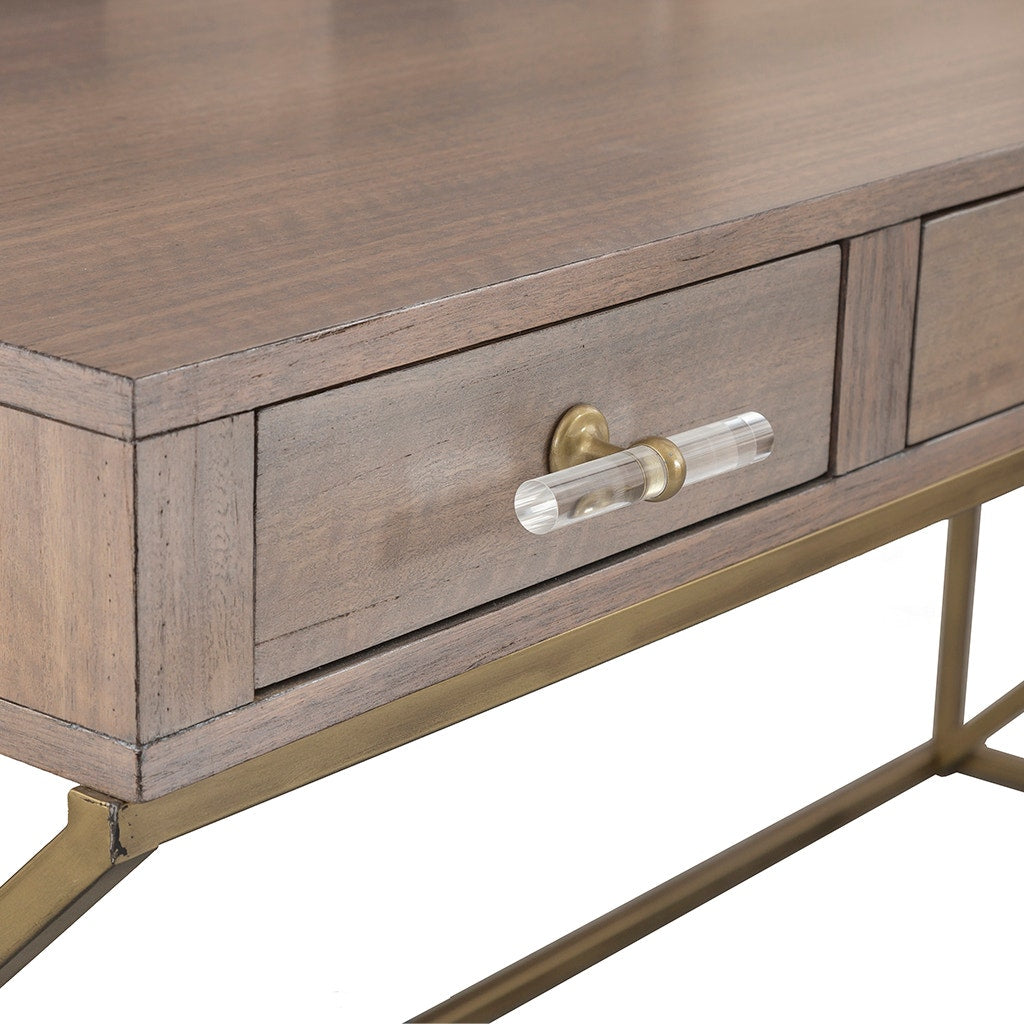 Park Avenue Desk - Grecian Clay - Oak Solids, Figured Eucalyptus Veneer,Metal