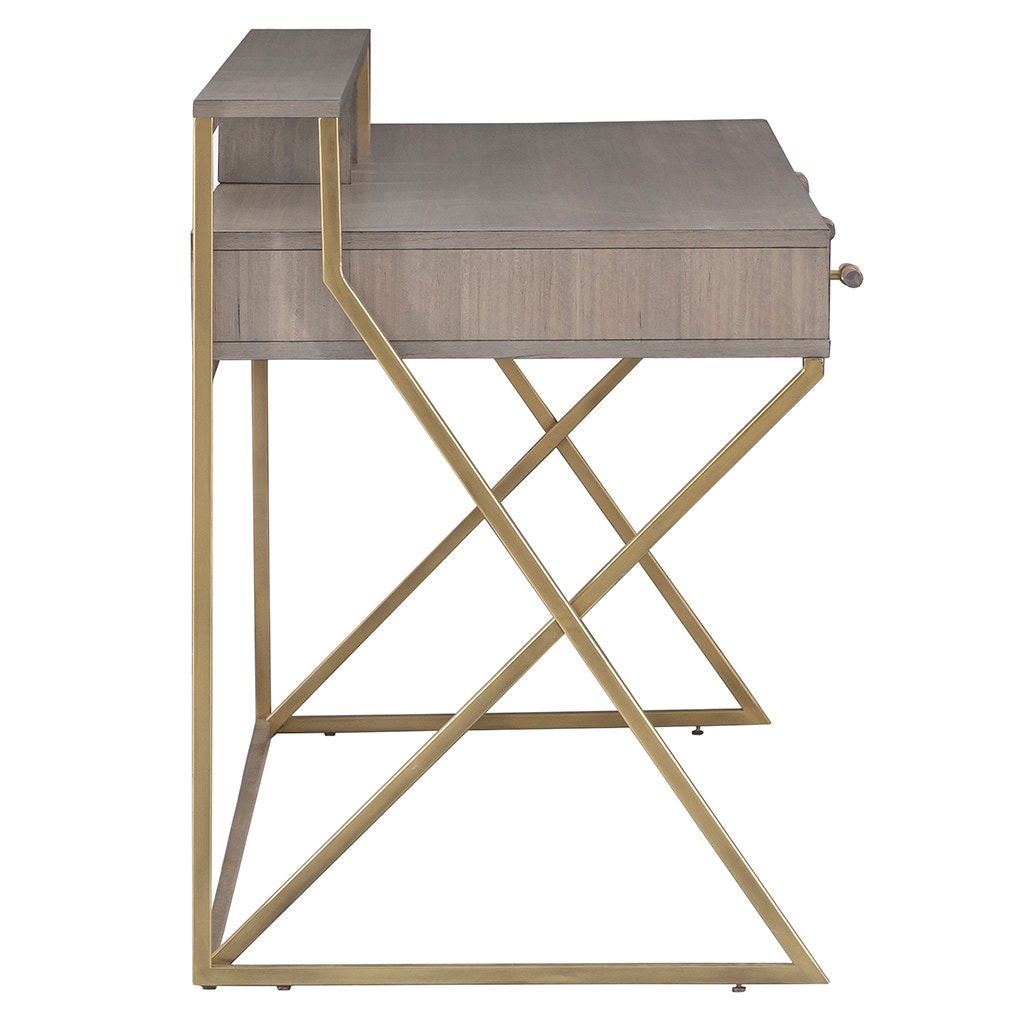 Park Avenue Desk - Grecian Clay - Oak Solids, Figured Eucalyptus Veneer,Metal