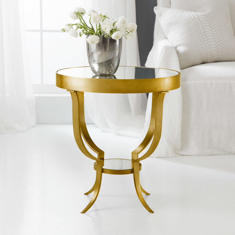 Small Gueridon Table-Modern History-MODERN-MH994F01-Side TablesAntiqued Gold Leaf-1-France and Son