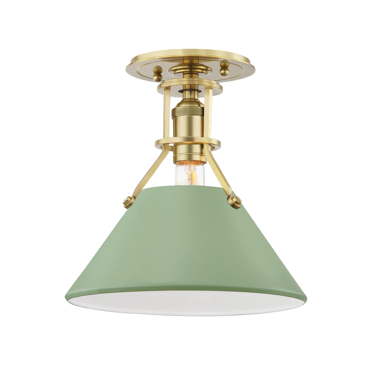 Painted No. 2 - 1 Light Semi Flush-Hudson Valley-HVL-MDS353-AGB/LFG-Flush MountsLeaf Green / Aged Brass-3-France and Son