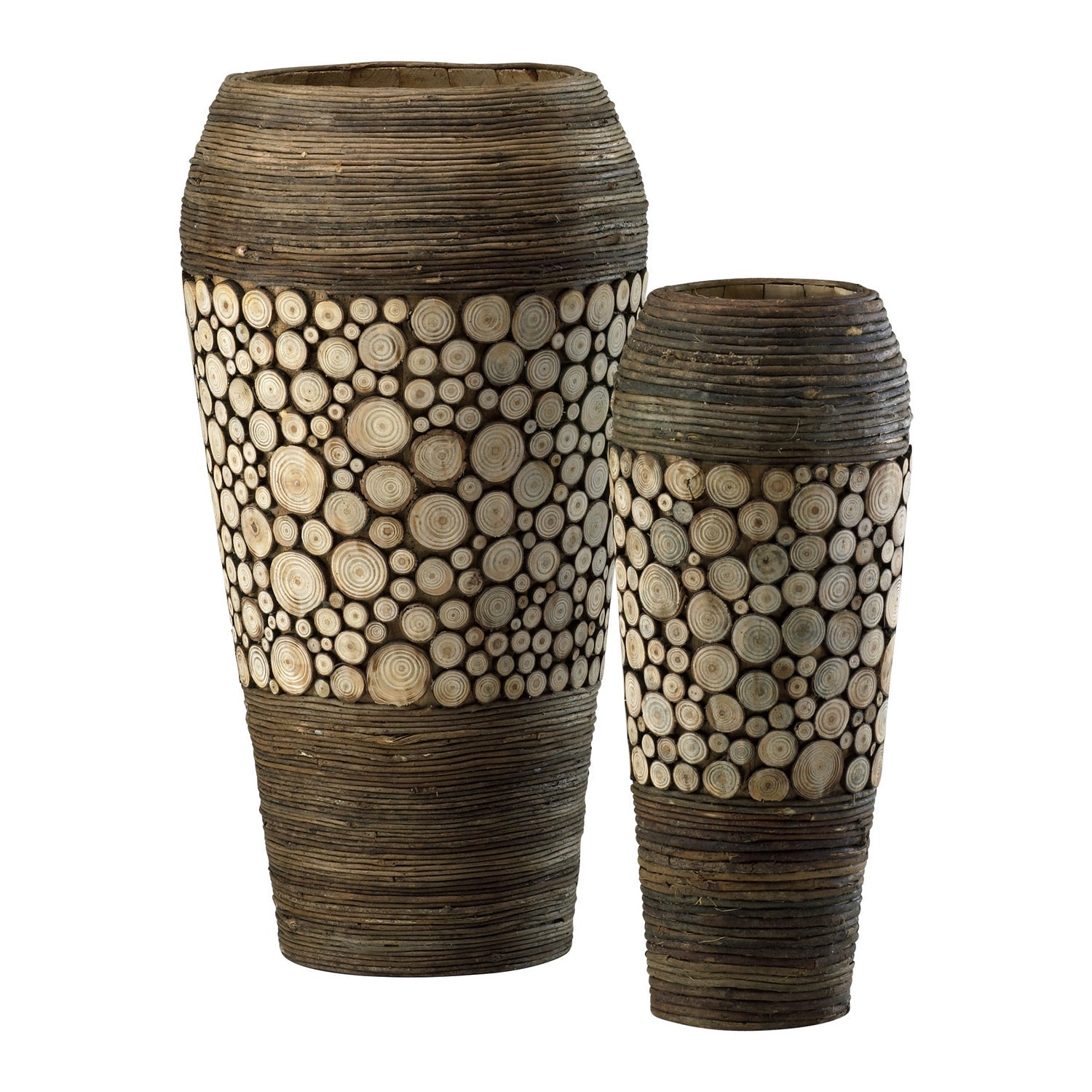 Wood Slice Oblong Vases-Cyan Design-CYAN-02520-Vases-1-France and Son