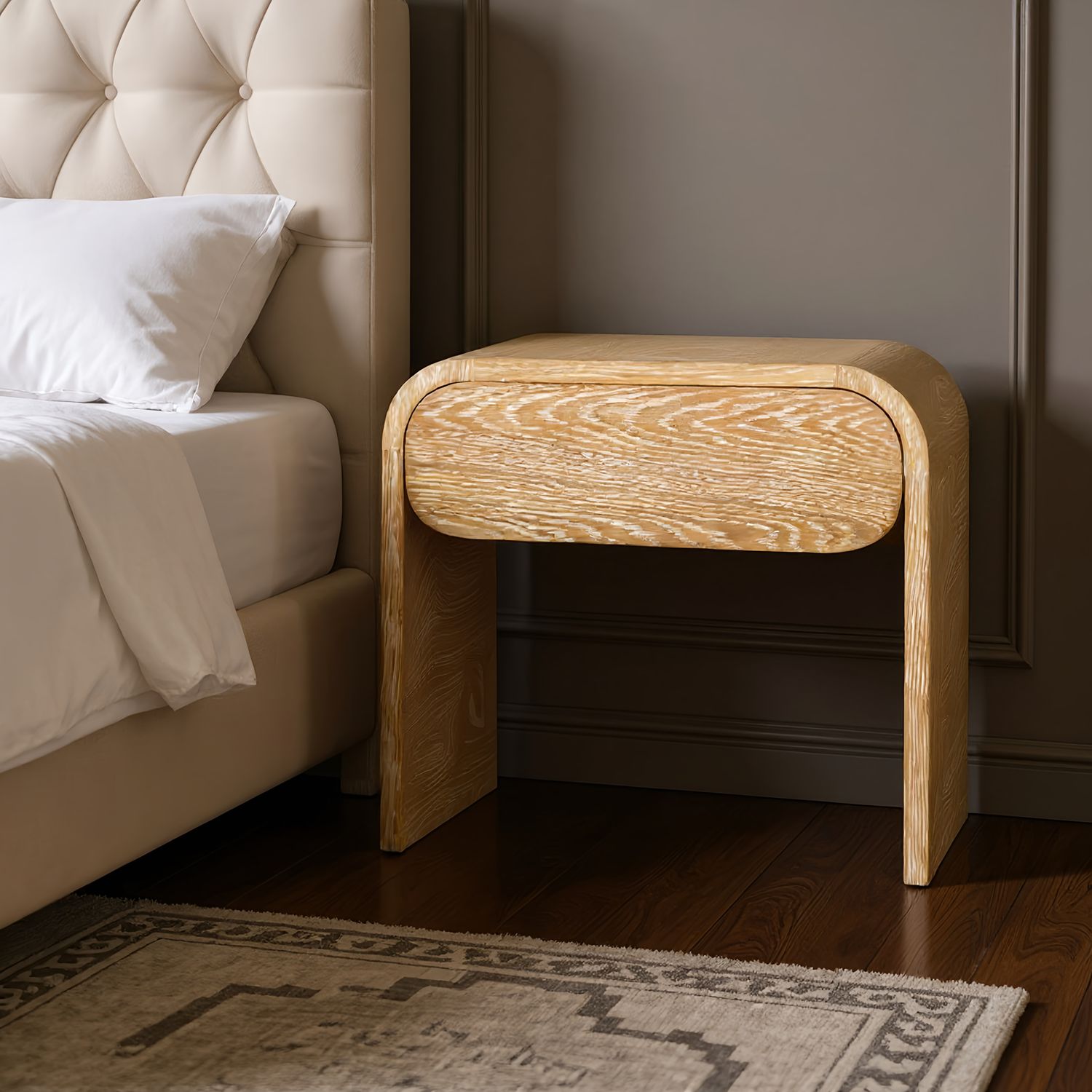 Cresthill Oak Wood Nightstand — White
