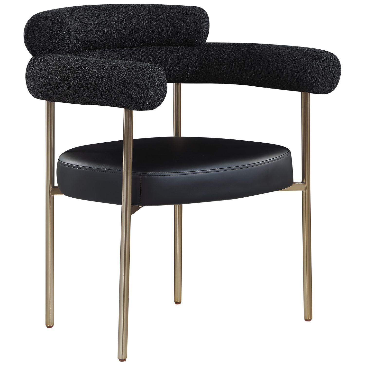 Blake Boucle Fabric And Vegan Leather Upholstered Dining Chair