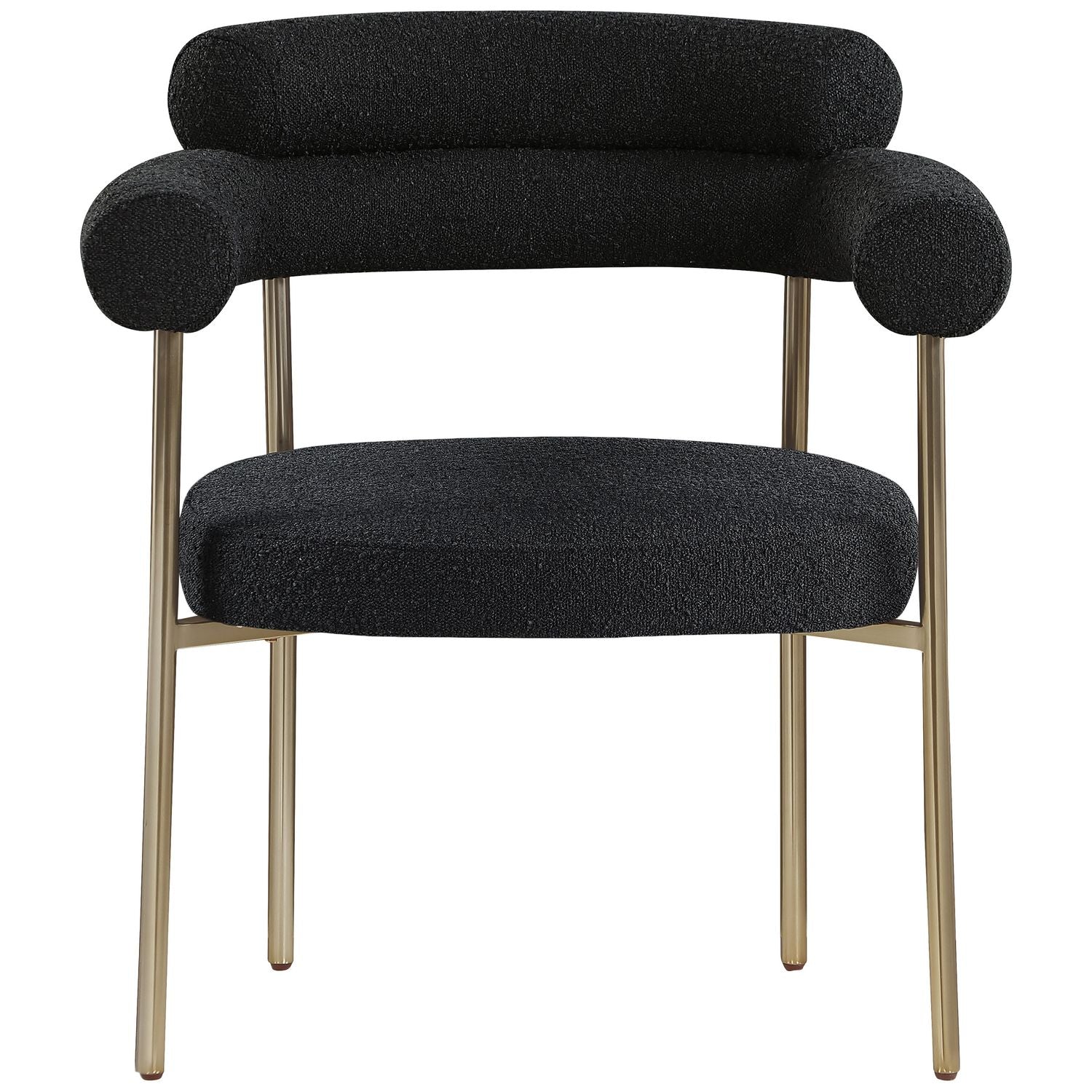 Blake Boucle Fabric Upholstered Dining Chair — Black / Brushed Brass