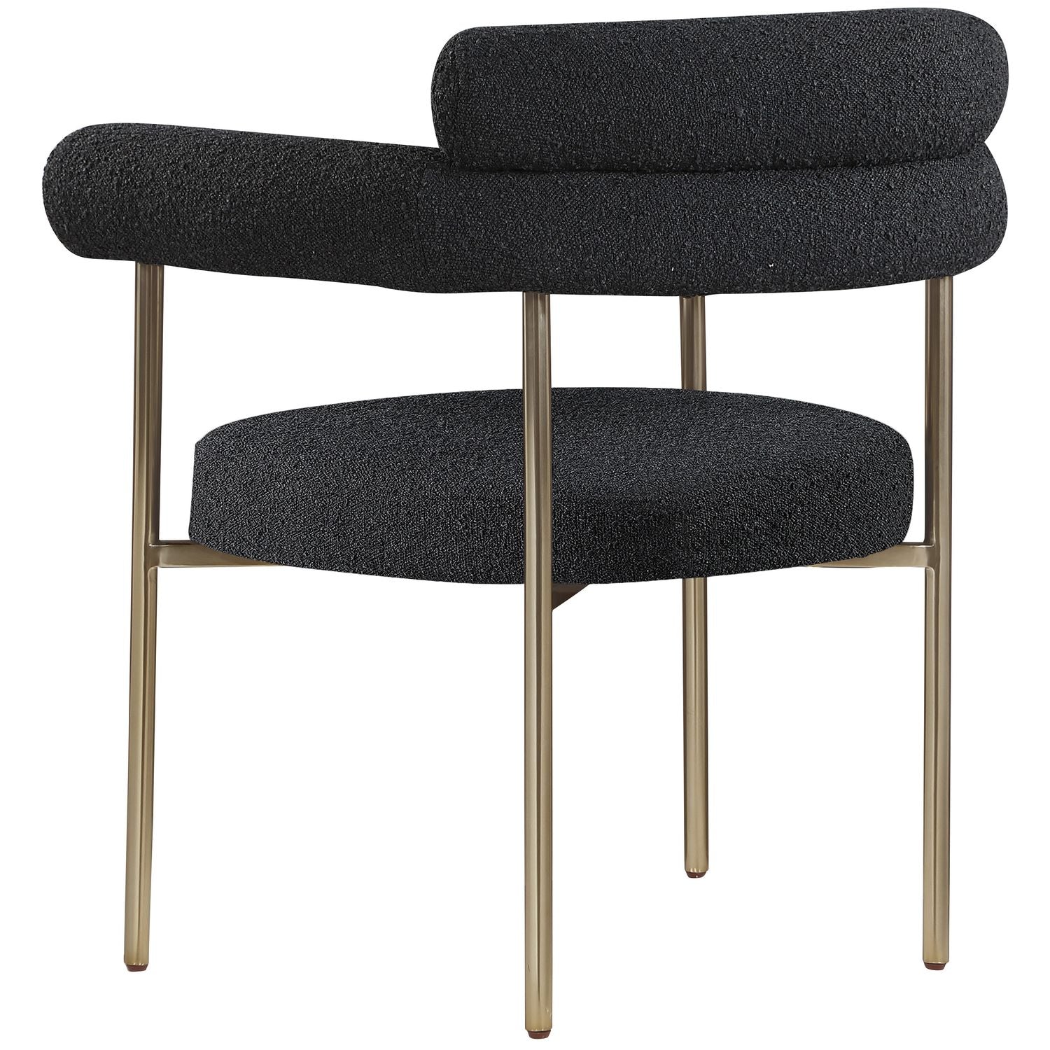 Blake Boucle Fabric Upholstered Dining Chair — Black / Brushed Brass