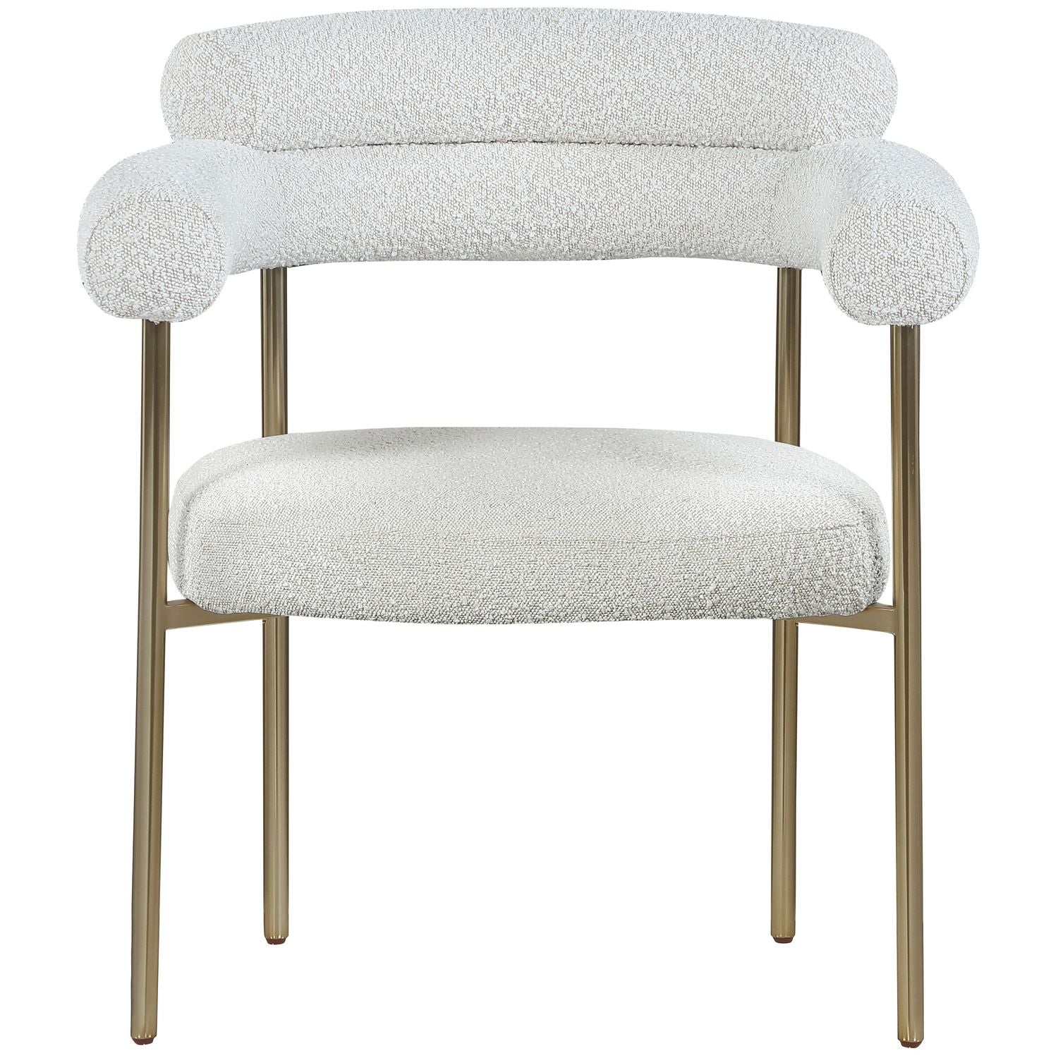 Blake Boucle Fabric Upholstered Dining Chair — Cream / Brushed Brass