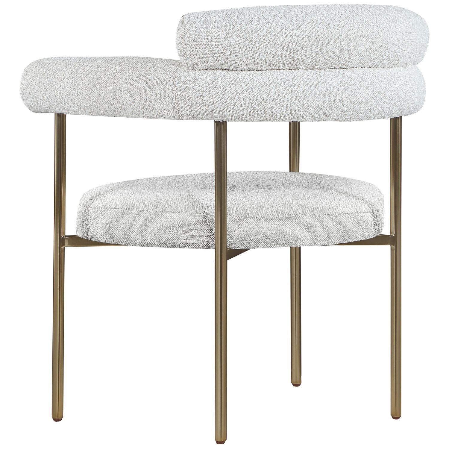 Blake Boucle Fabric Upholstered Dining Chair — Cream / Brushed Brass