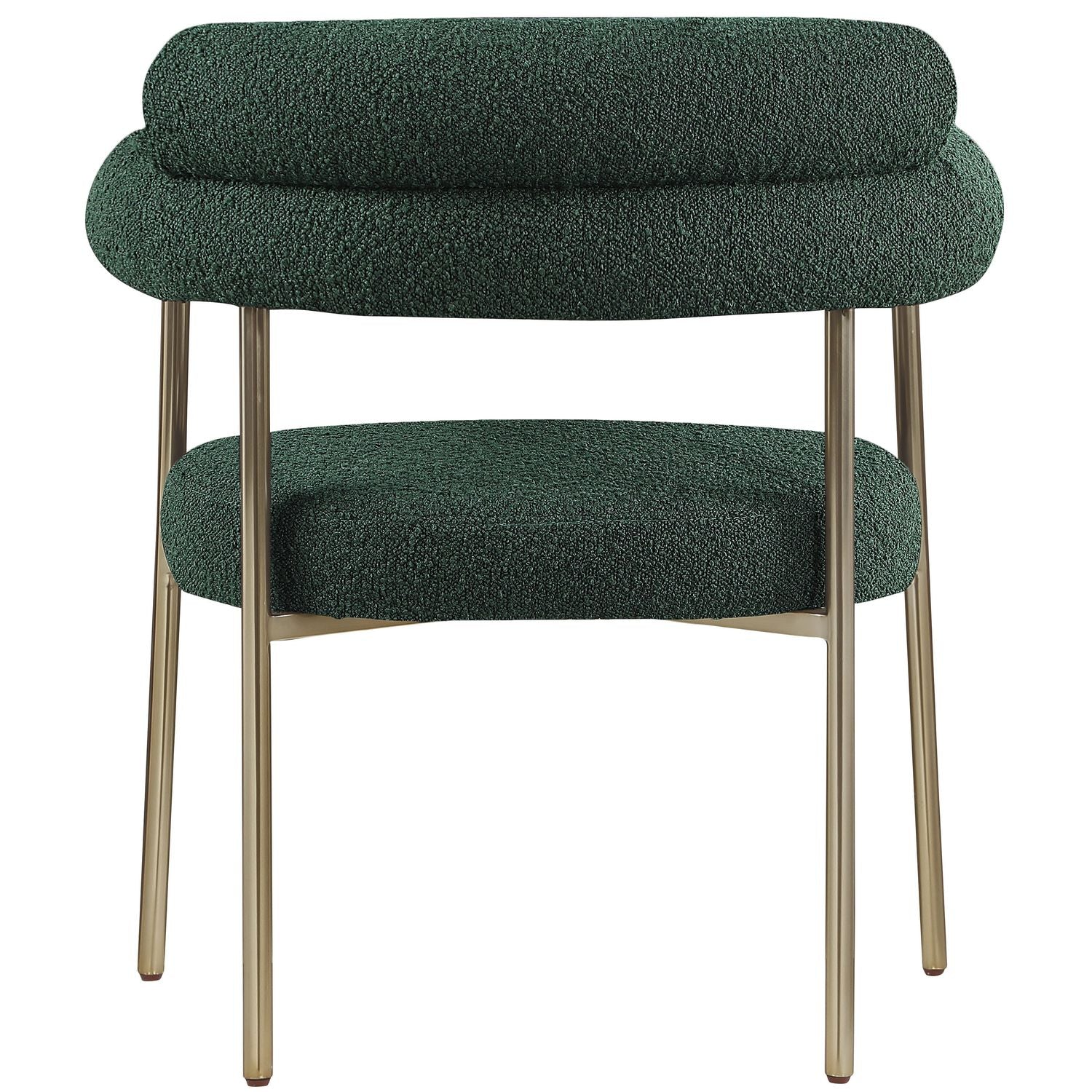 Blake Boucle Fabric Upholstered Dining Chair — Green / Brushed Brass