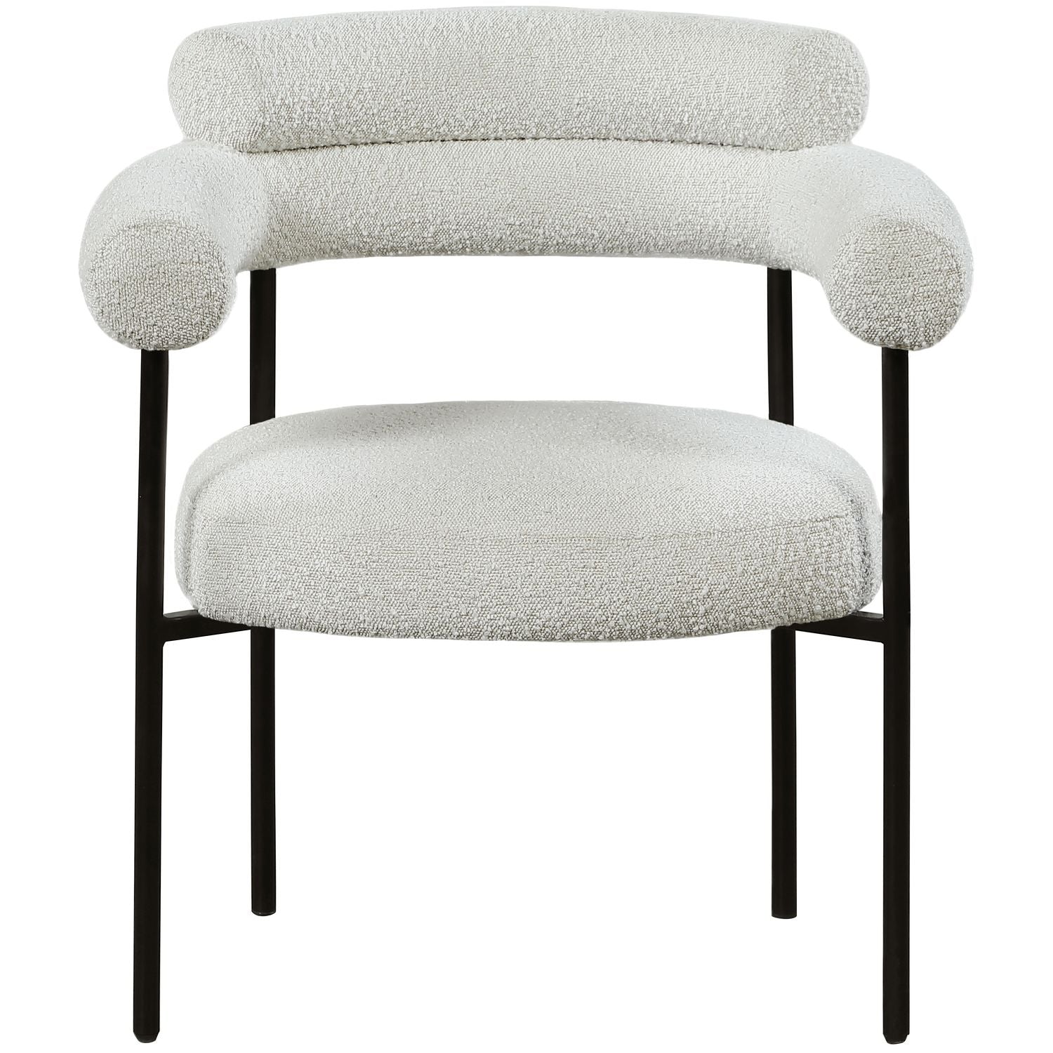 Blake Boucle Fabric Upholstered Dining Chair — Cream / Matte Black