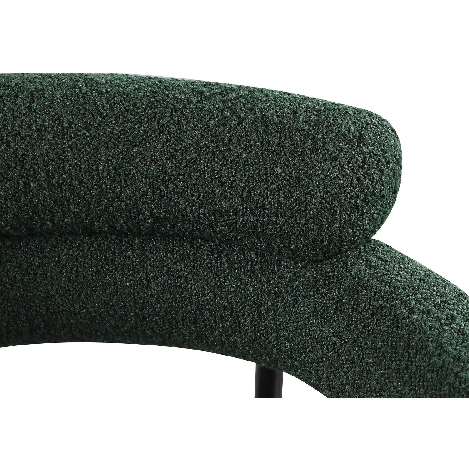 Blake Boucle Fabric Upholstered Dining Chair — Green / Matte Black