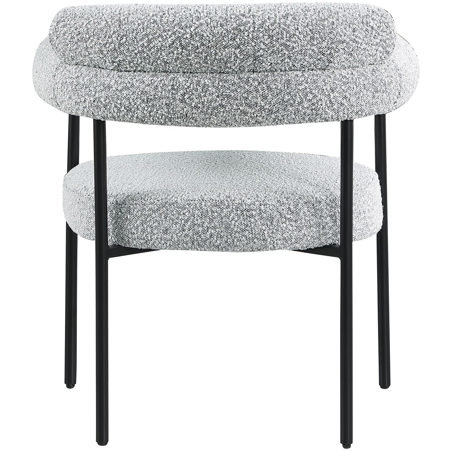 Blake Boucle Fabric Upholstered Dining Chair — Grey / Matte Black