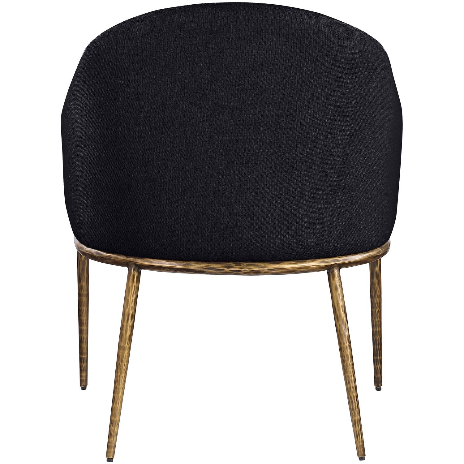 Ferro Linen Textured Performance Fabric Upholstered Dining Arm Chair — Black / Brushed Gold