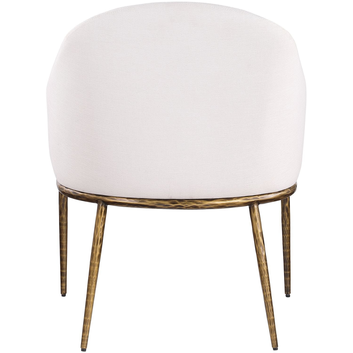 Ferro Linen Textured Performance Fabric Upholstered Dining Arm Chair — Cream / Brushed Gold
