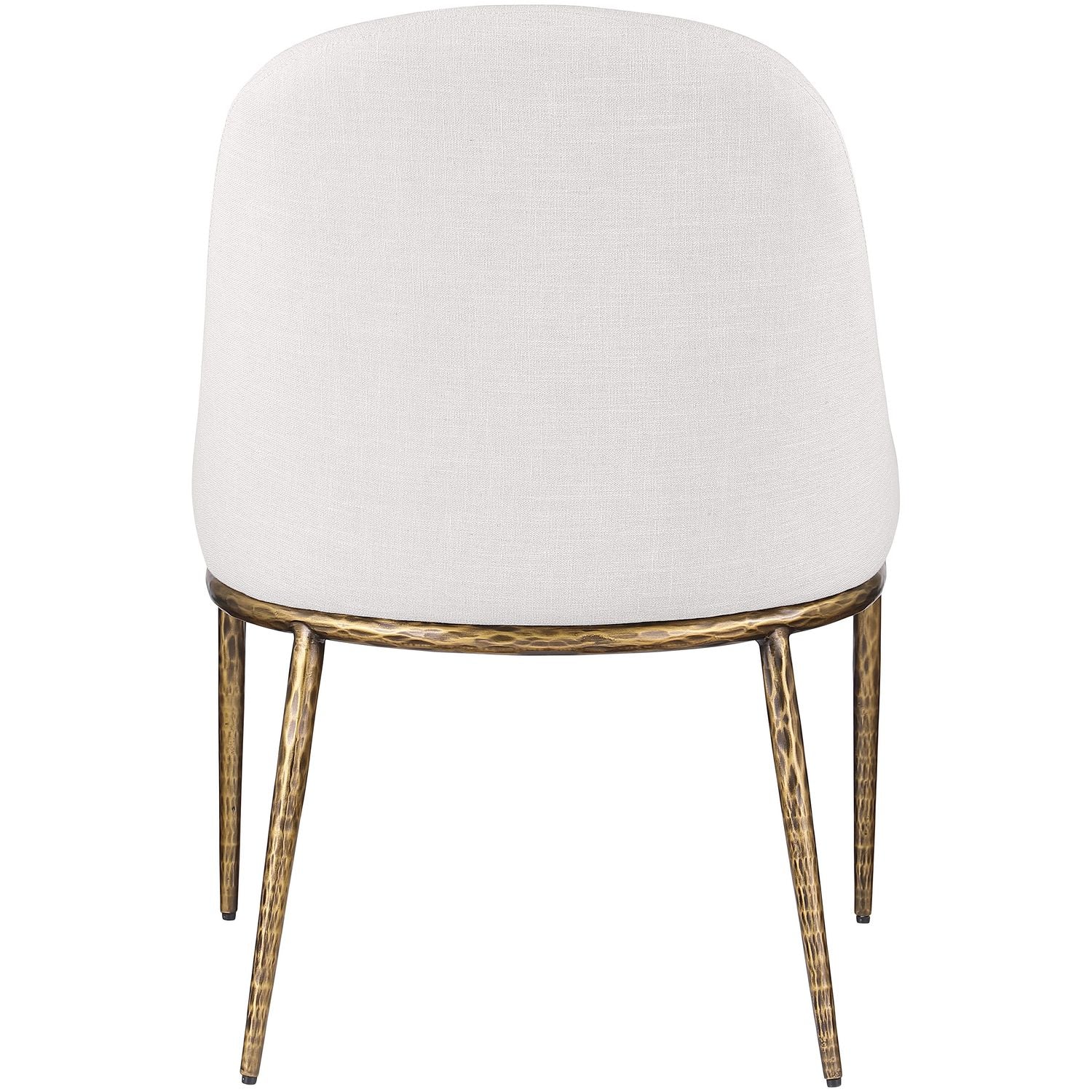 Ferro Linen Textured Performance Fabric Upholstered Dining Side Chair — Cream / Brushed Gold