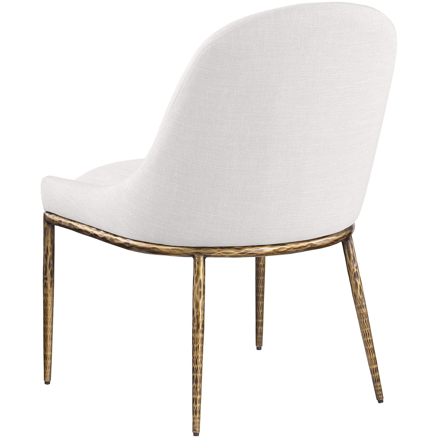 Ferro Linen Textured Performance Fabric Upholstered Dining Side Chair — Cream / Brushed Gold
