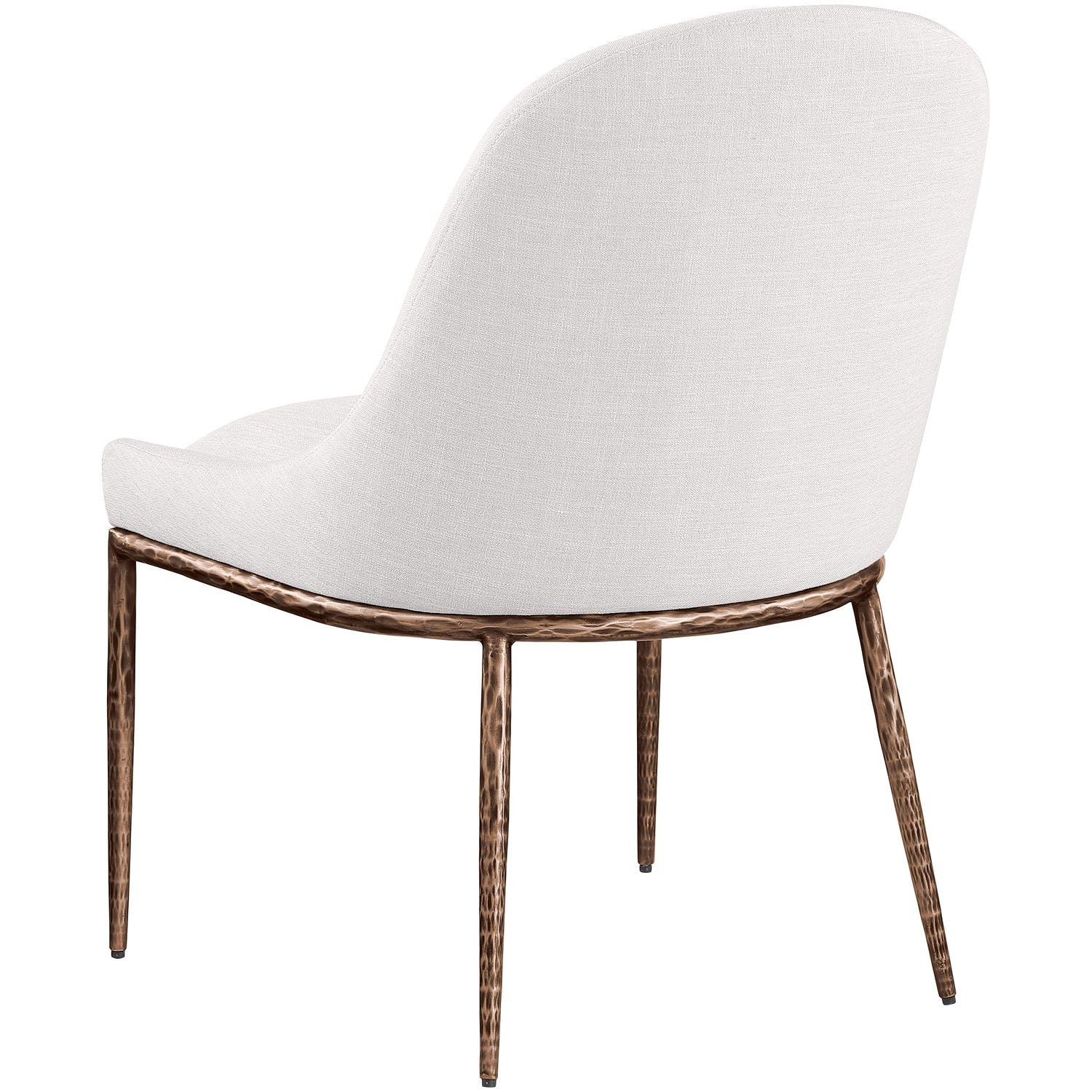 Ferro Linen Textured Performance Fabric Upholstered Dining Side Chair — Cream / Brushed Bronze