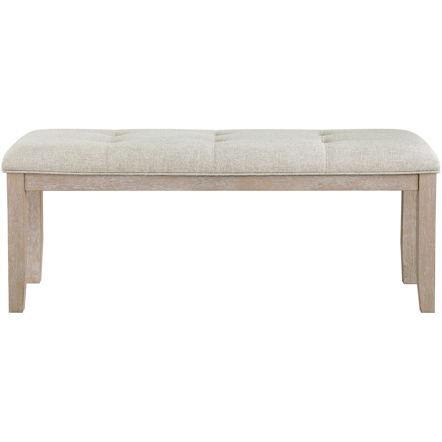 Ananda Fabric Upholstered Bench — Beige / Brushed Natural
