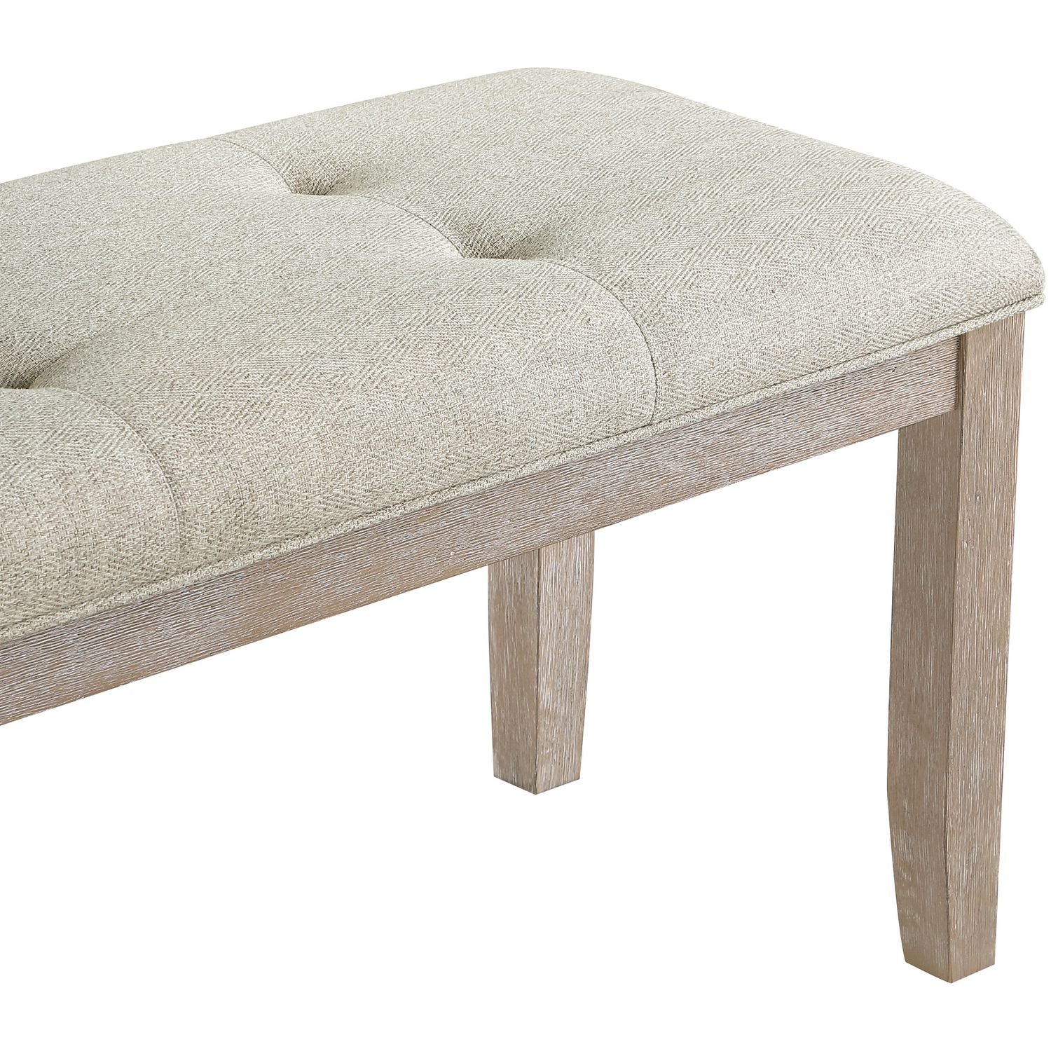 Ananda Fabric Upholstered Bench — Beige / Brushed Natural
