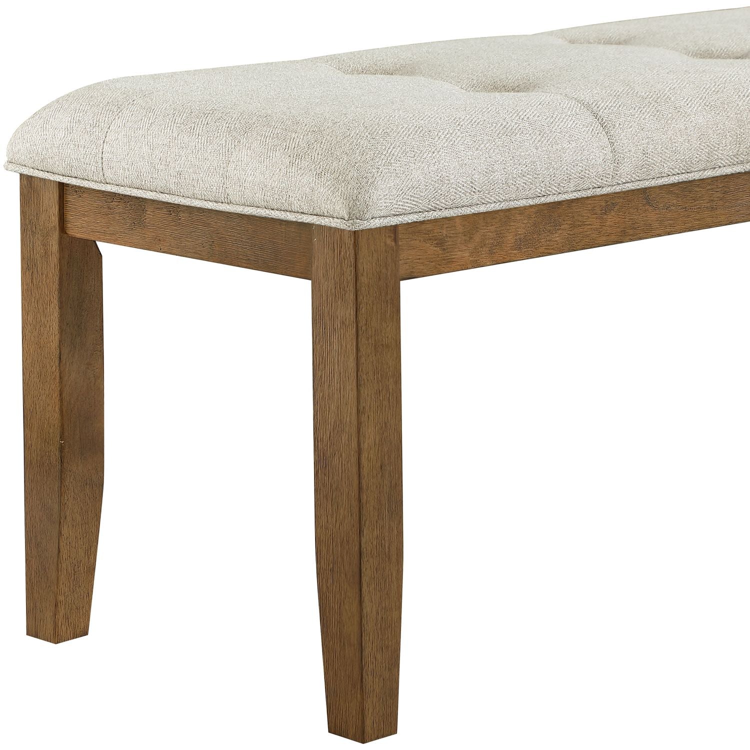 Ananda Fabric Upholstered Bench — Beige / Brushed Brown