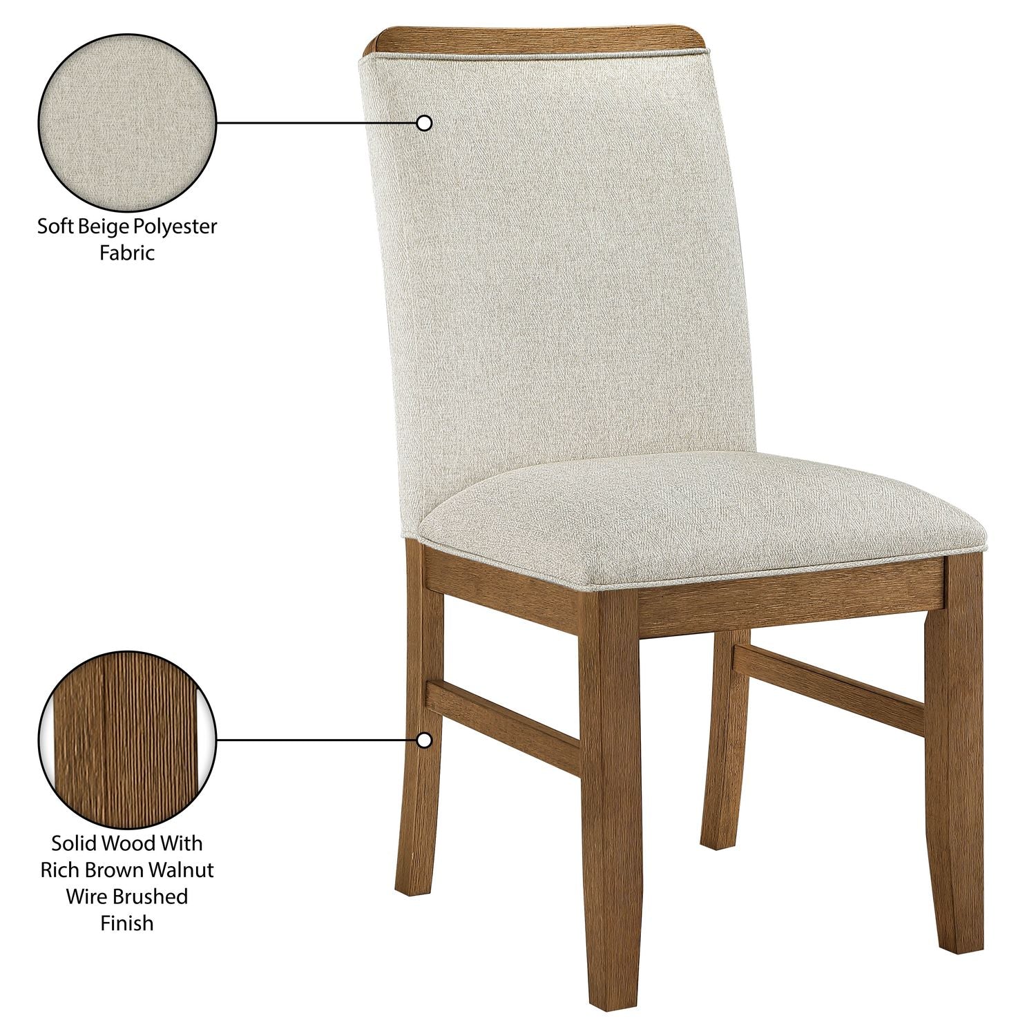 Ananda Fabric Upholstered Dining Chair — Beige / Brushed Brown