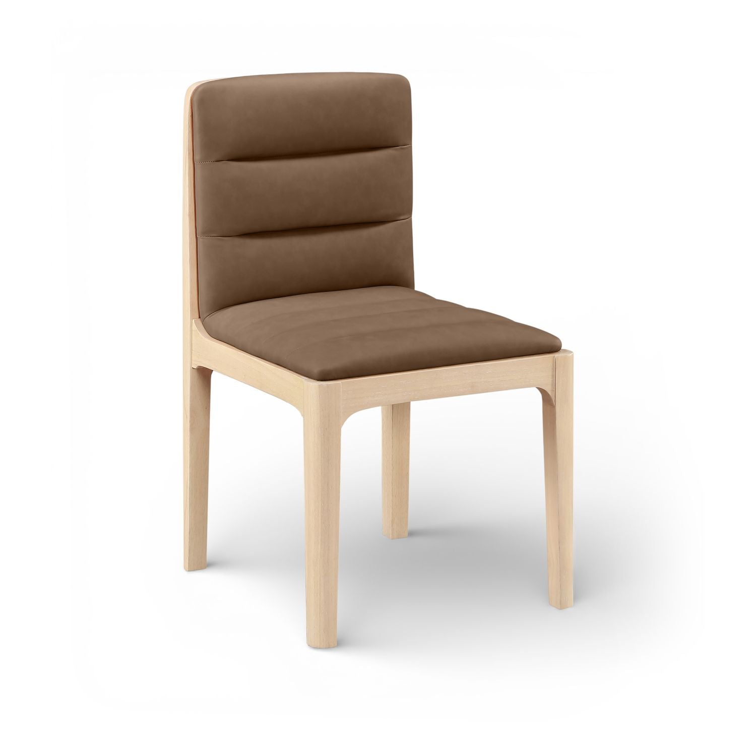 Ellis Cane And Vegan Leather Upholstered Dining Chair — Brown / Natural