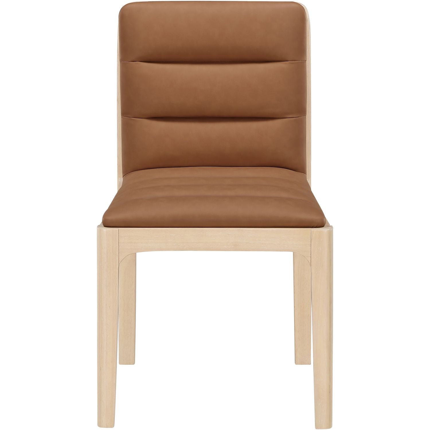 Ellis Cane And Vegan Leather Upholstered Dining Chair — Cognac / Natural