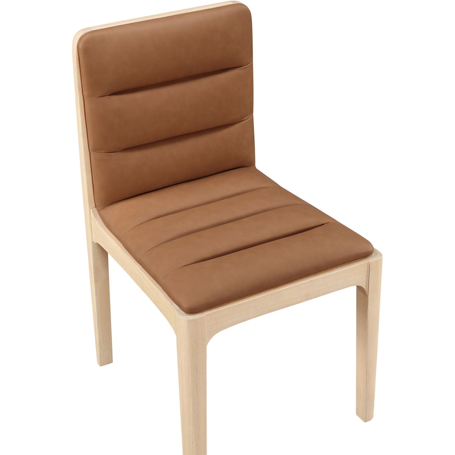 Ellis Cane And Vegan Leather Upholstered Dining Chair — Cognac / Natural
