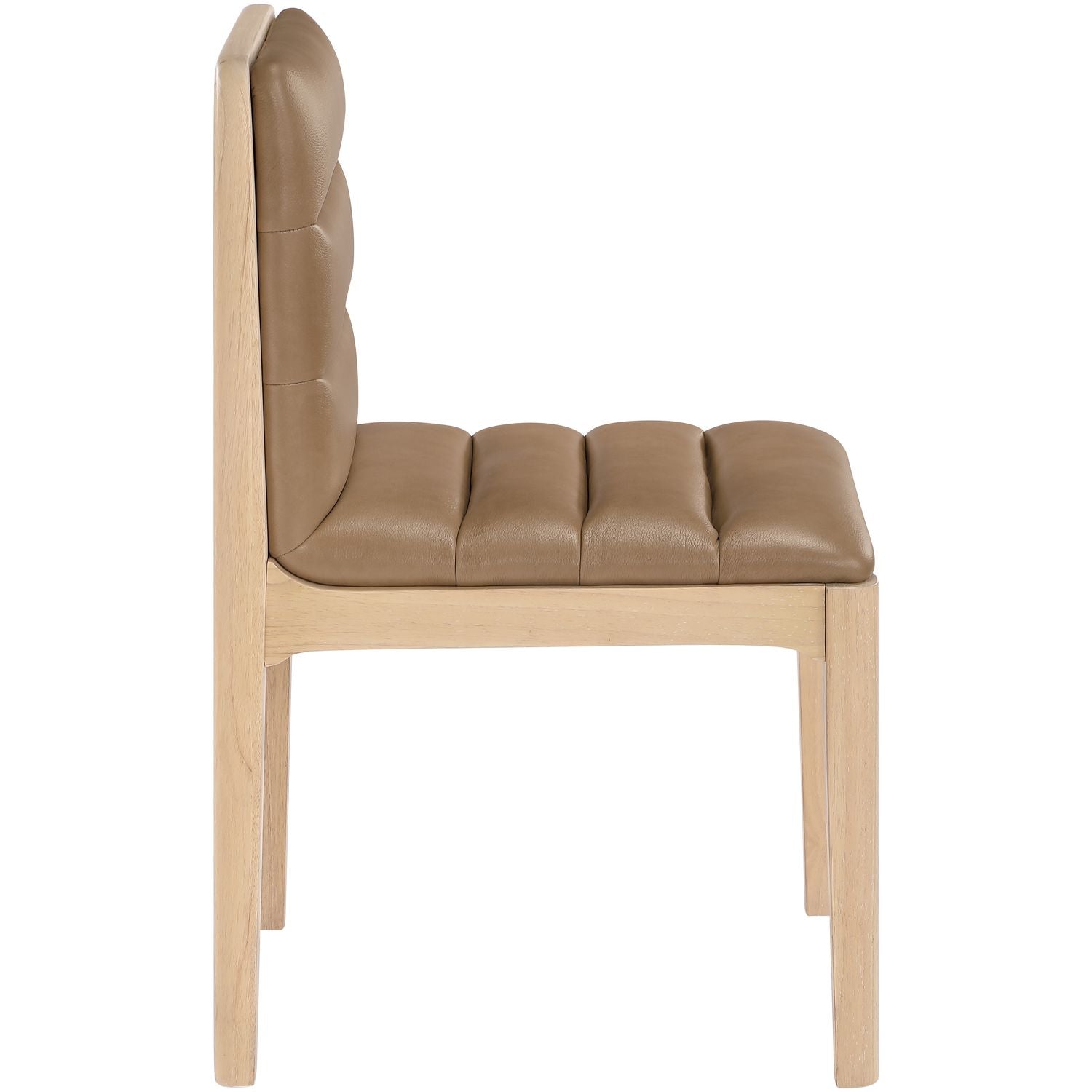 Ellis Cane And Vegan Leather Upholstered Dining Chair — Tan / Natural