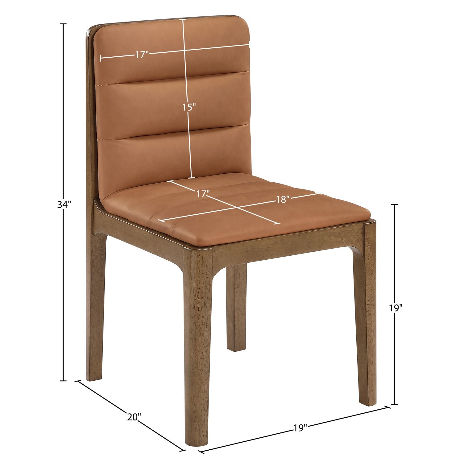 Ellis Cane And Vegan Leather Upholstered Dining Chair — Cognac / Brown