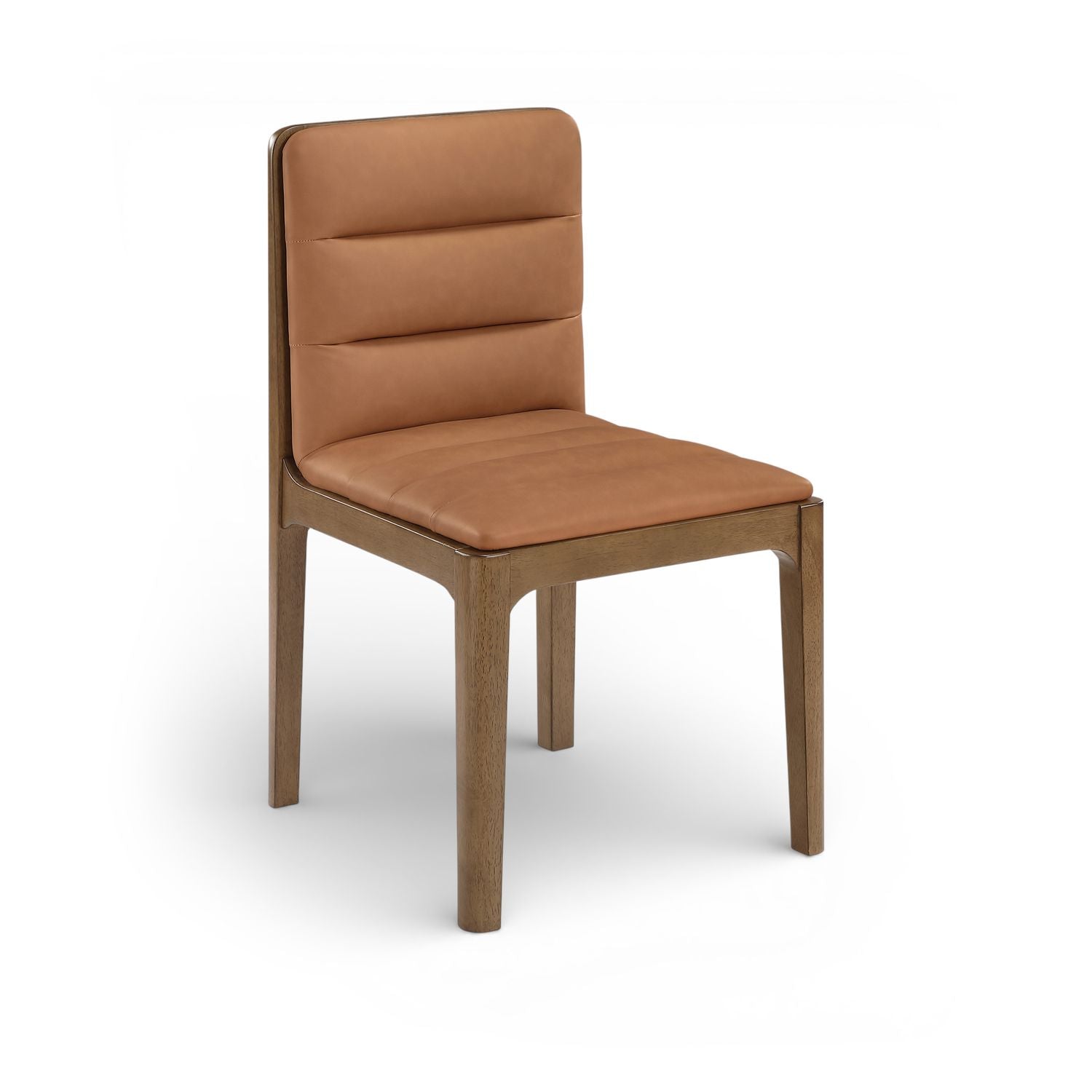 Ellis Cane And Vegan Leather Upholstered Dining Chair — Cognac / Brown
