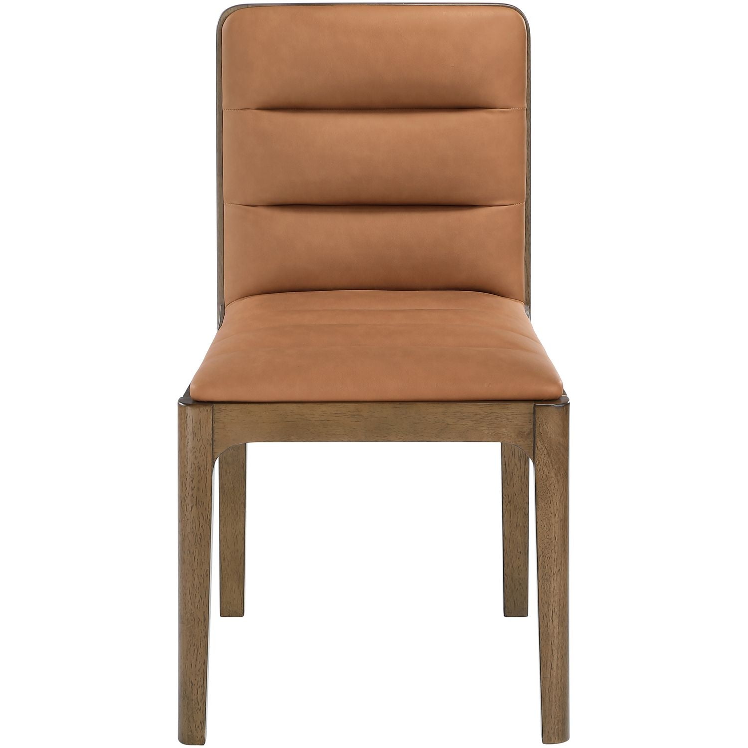 Ellis Cane And Vegan Leather Upholstered Dining Chair — Cognac / Brown