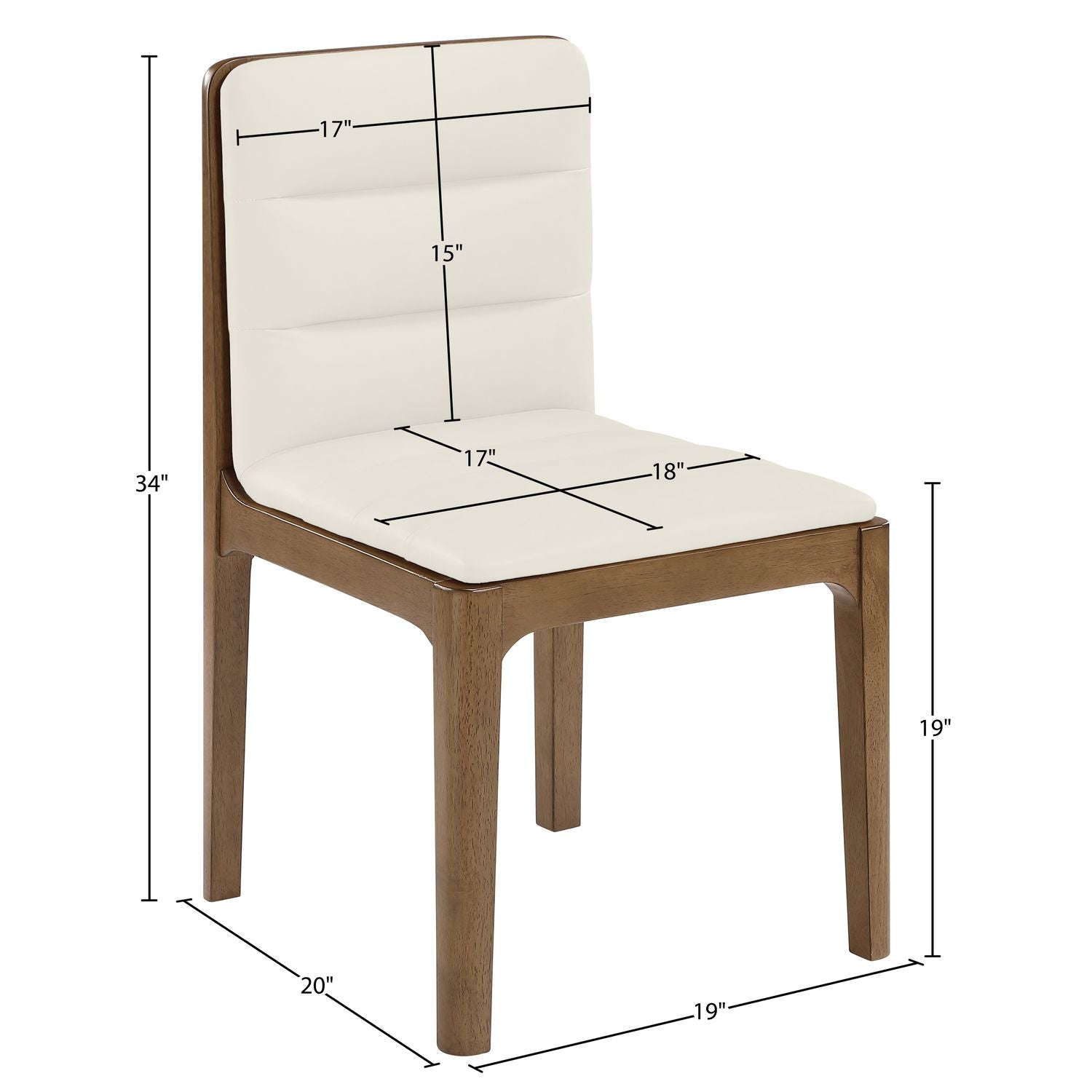 Ellis Cane And Vegan Leather Upholstered Dining Chair — Cream / Brown