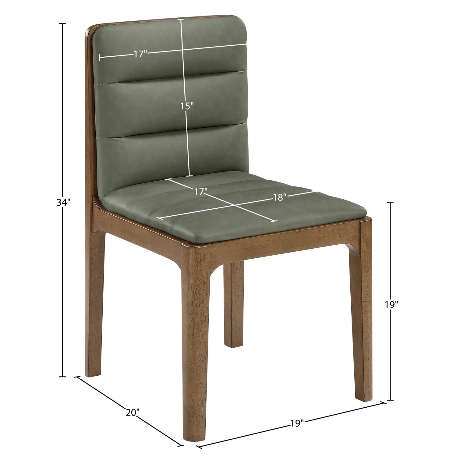 Ellis Cane And Vegan Leather Upholstered Dining Chair — Green / Brown