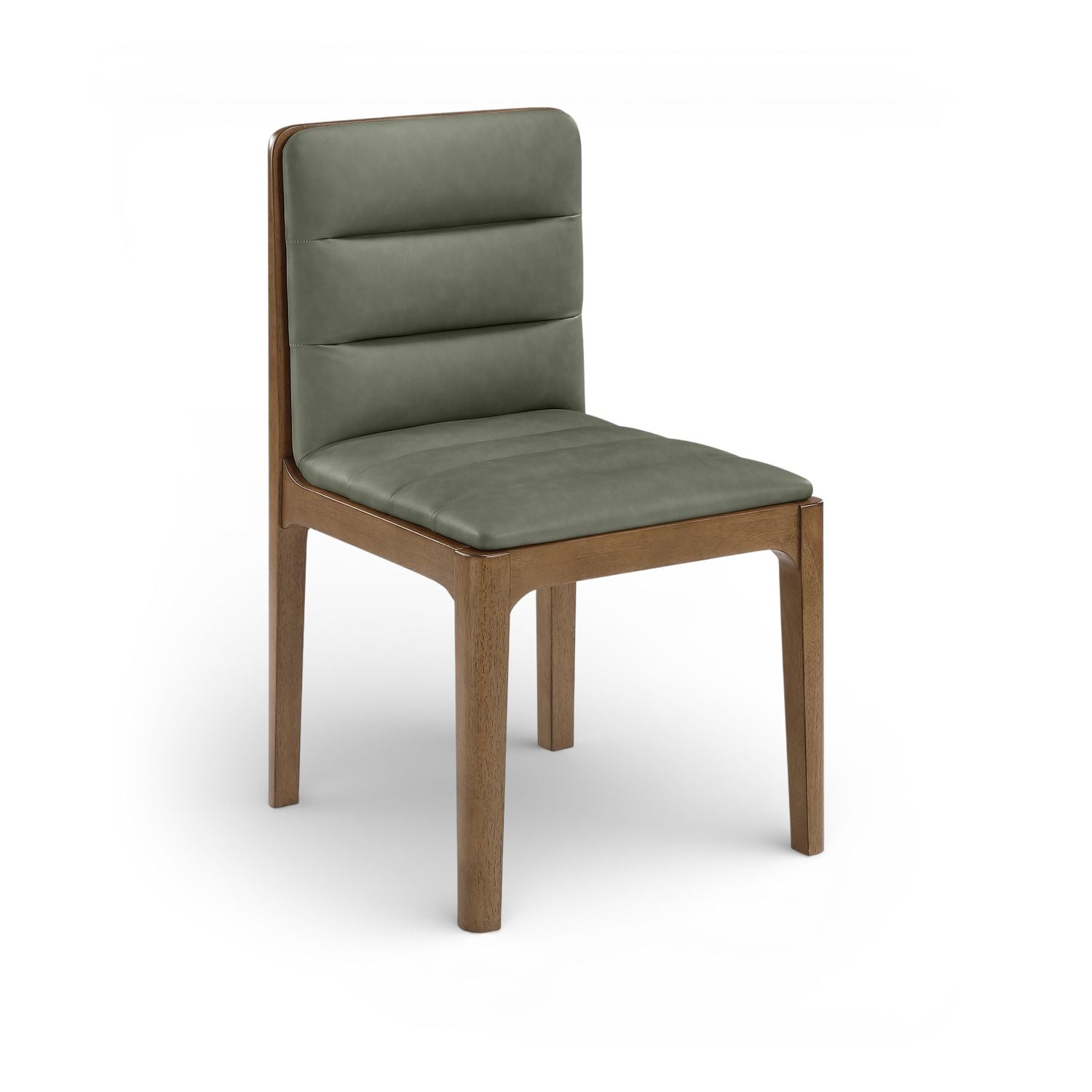 Ellis Cane And Vegan Leather Upholstered Dining Chair — Green / Brown
