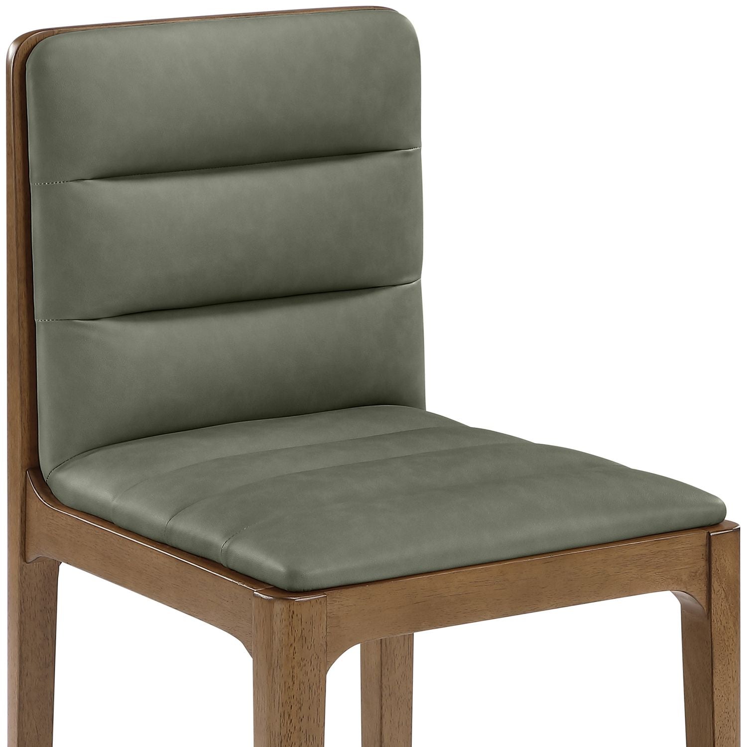 Ellis Cane And Vegan Leather Upholstered Dining Chair — Green / Brown