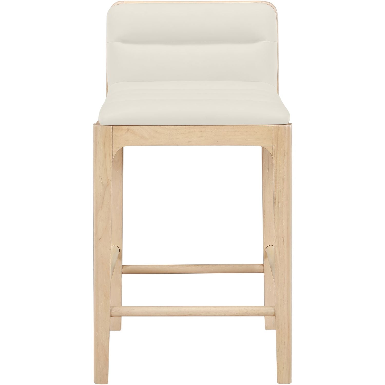 Ellis Cane And Vegan Leather Upholstered Counter Stool — Cream / Natural