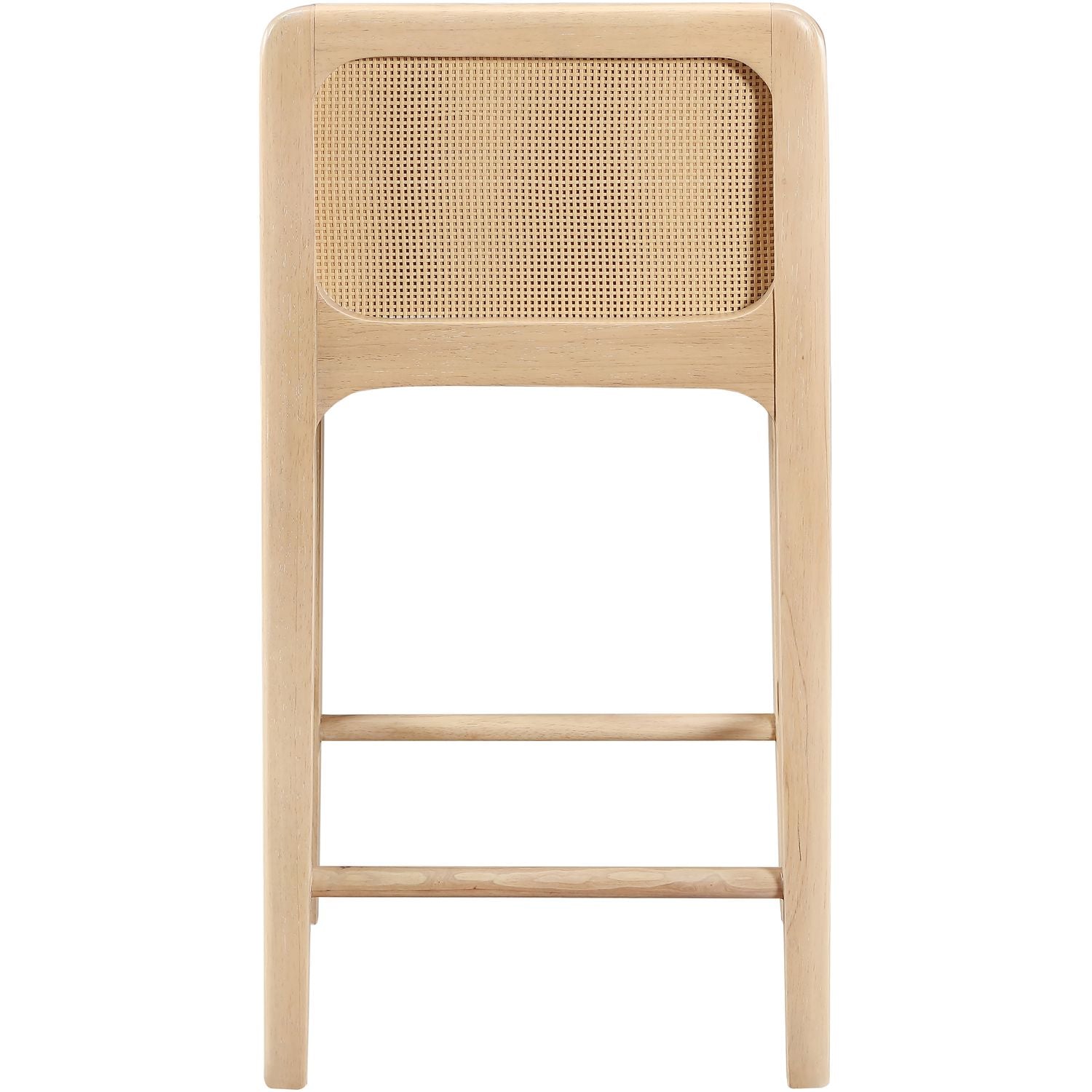 Ellis Cane And Vegan Leather Upholstered Counter Stool — Cream / Natural