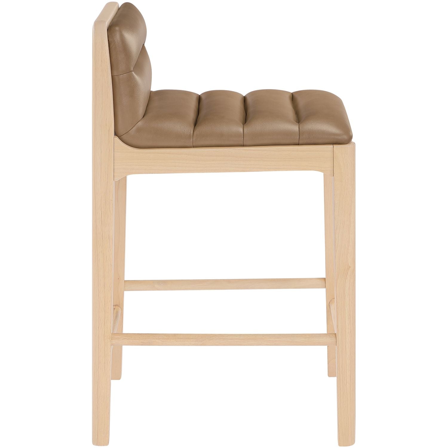 Ellis Cane And Vegan Leather Upholstered Counter Stool — Tan / Natural