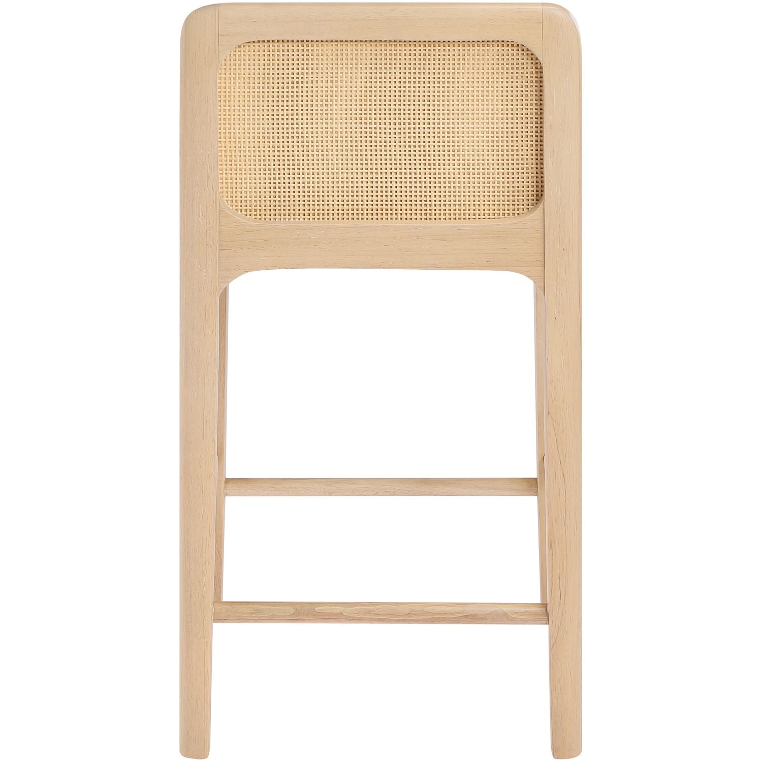 Ellis Cane And Vegan Leather Upholstered Counter Stool — Tan / Natural