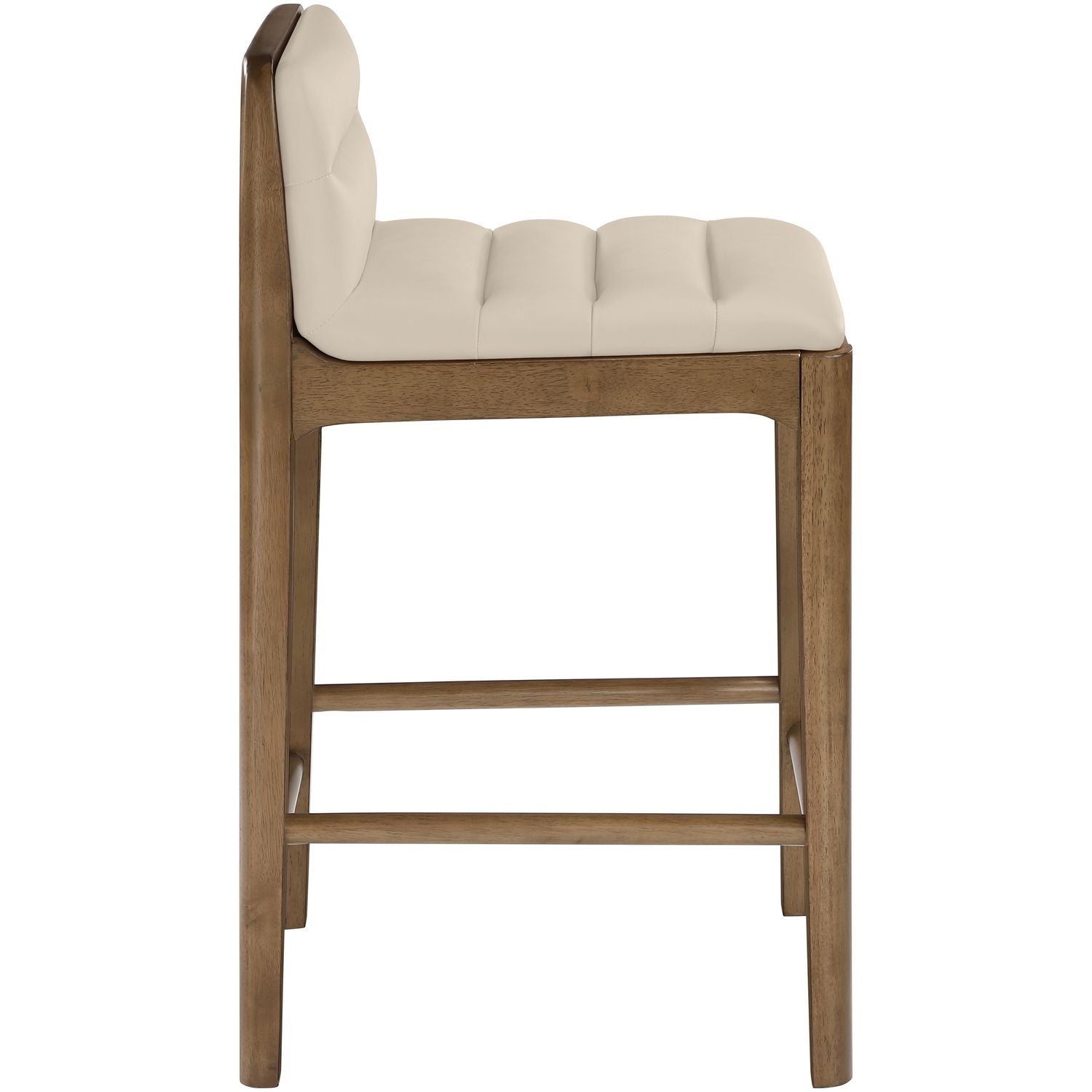 Ellis Cane And Vegan Leather Upholstered Counter Stool — Beige / Brown