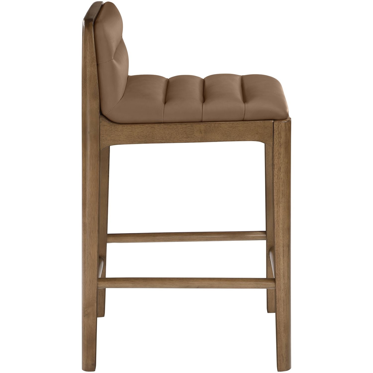 Ellis Cane And Vegan Leather Upholstered Counter Stool — Brown / Brown