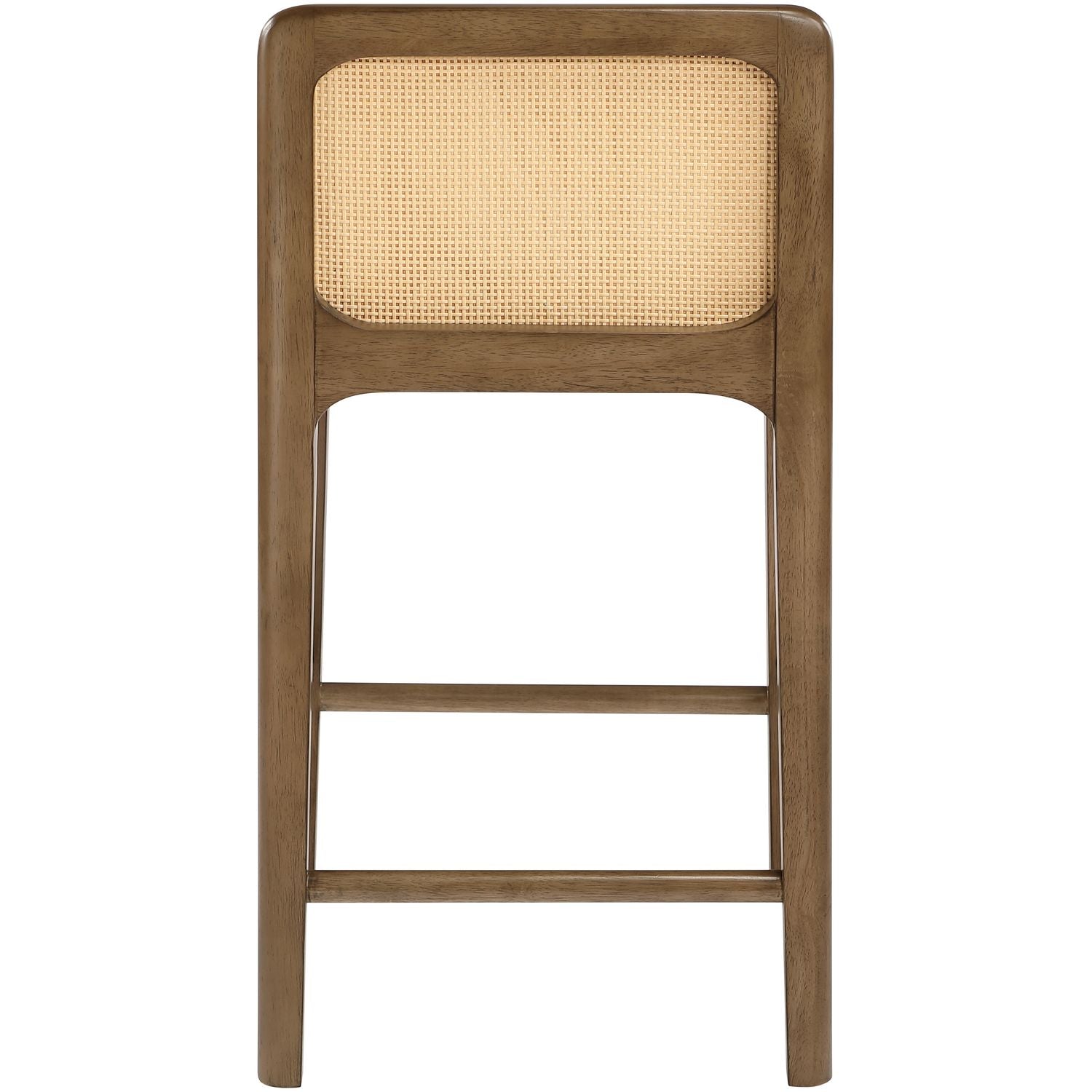Ellis Cane And Vegan Leather Upholstered Counter Stool — Brown / Brown