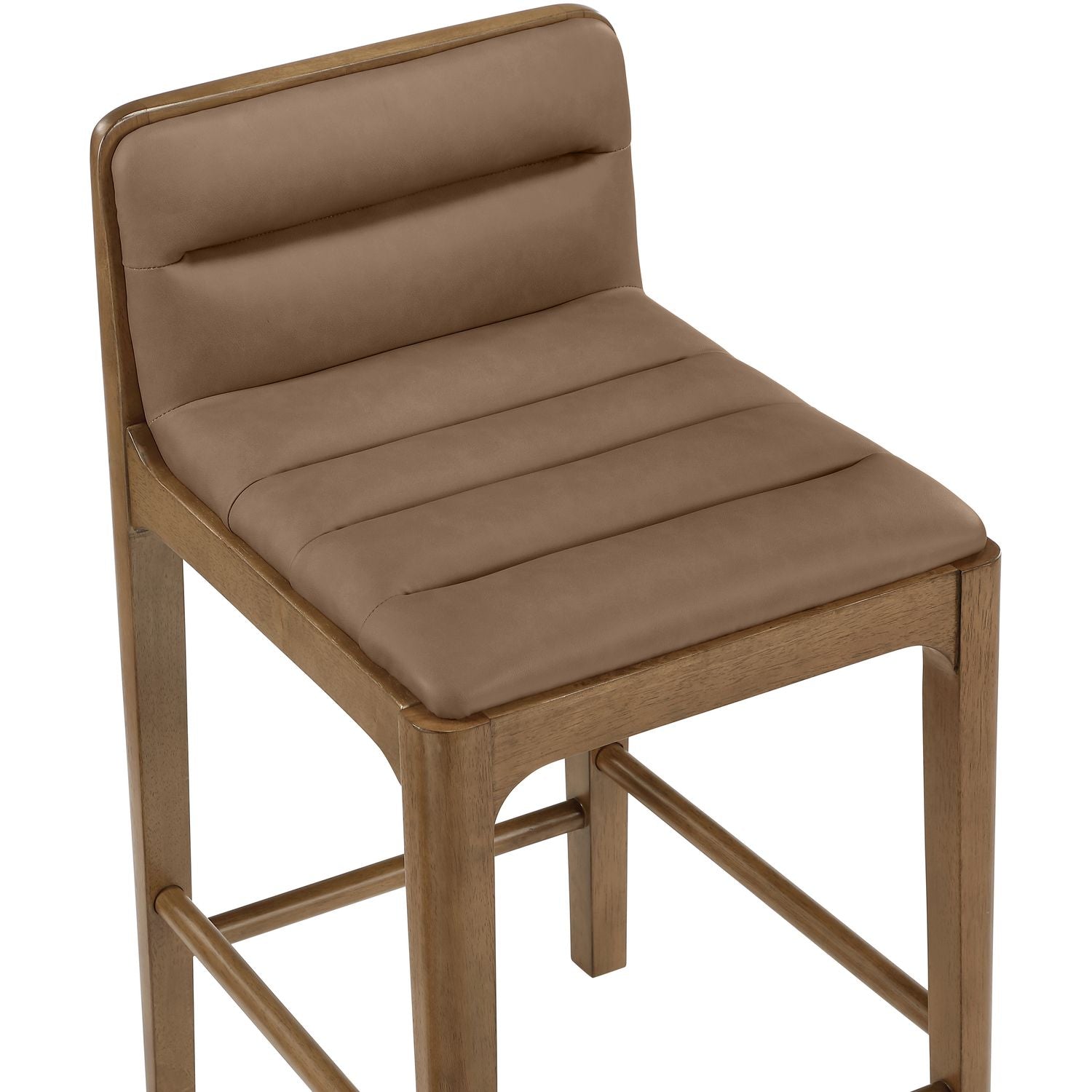 Ellis Cane And Vegan Leather Upholstered Counter Stool — Brown / Brown