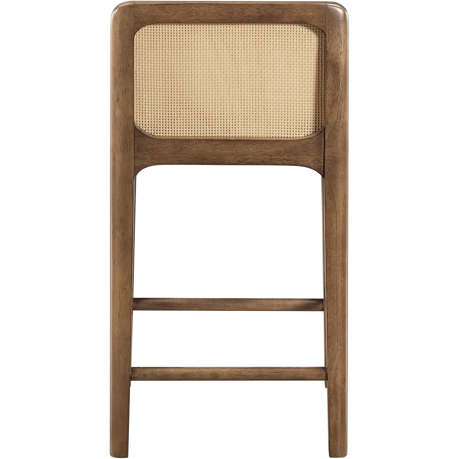 Ellis Cane And Vegan Leather Upholstered Counter Stool — Tan / Brown